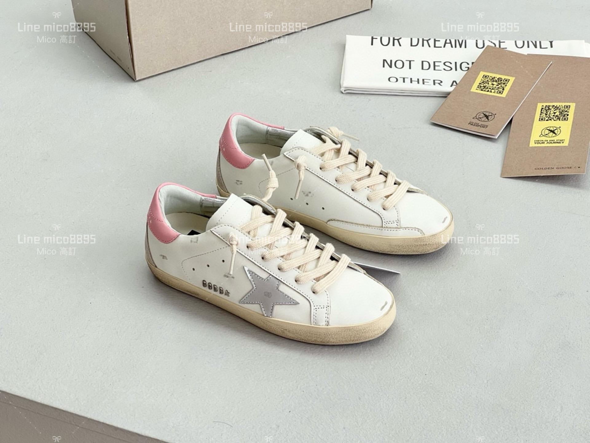 Golden Goose Deluxe Brand  Snerkers系列小脏鞋（樱花粉尾配银色的星星） 35-40