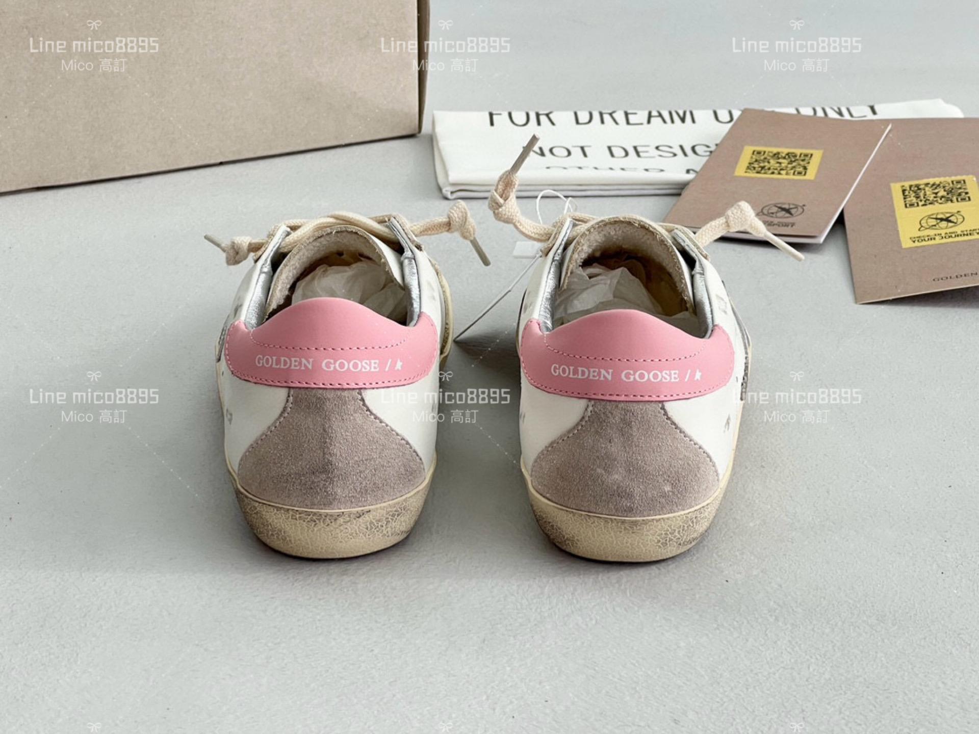 Golden Goose Deluxe Brand  Snerkers系列小脏鞋（樱花粉尾配银色的星星） 35-40