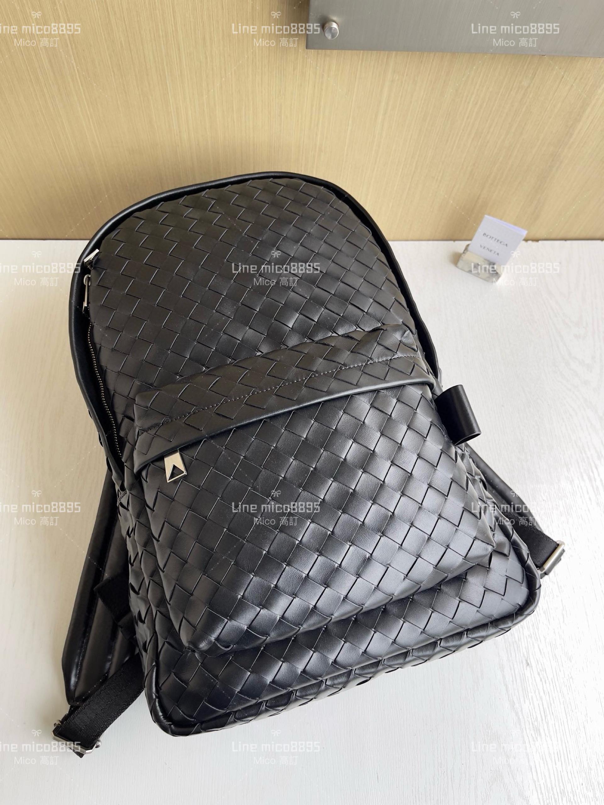 BV 黑色中號 Intrecciato編織皮革背包 Backpack雙肩包 背包 30*46