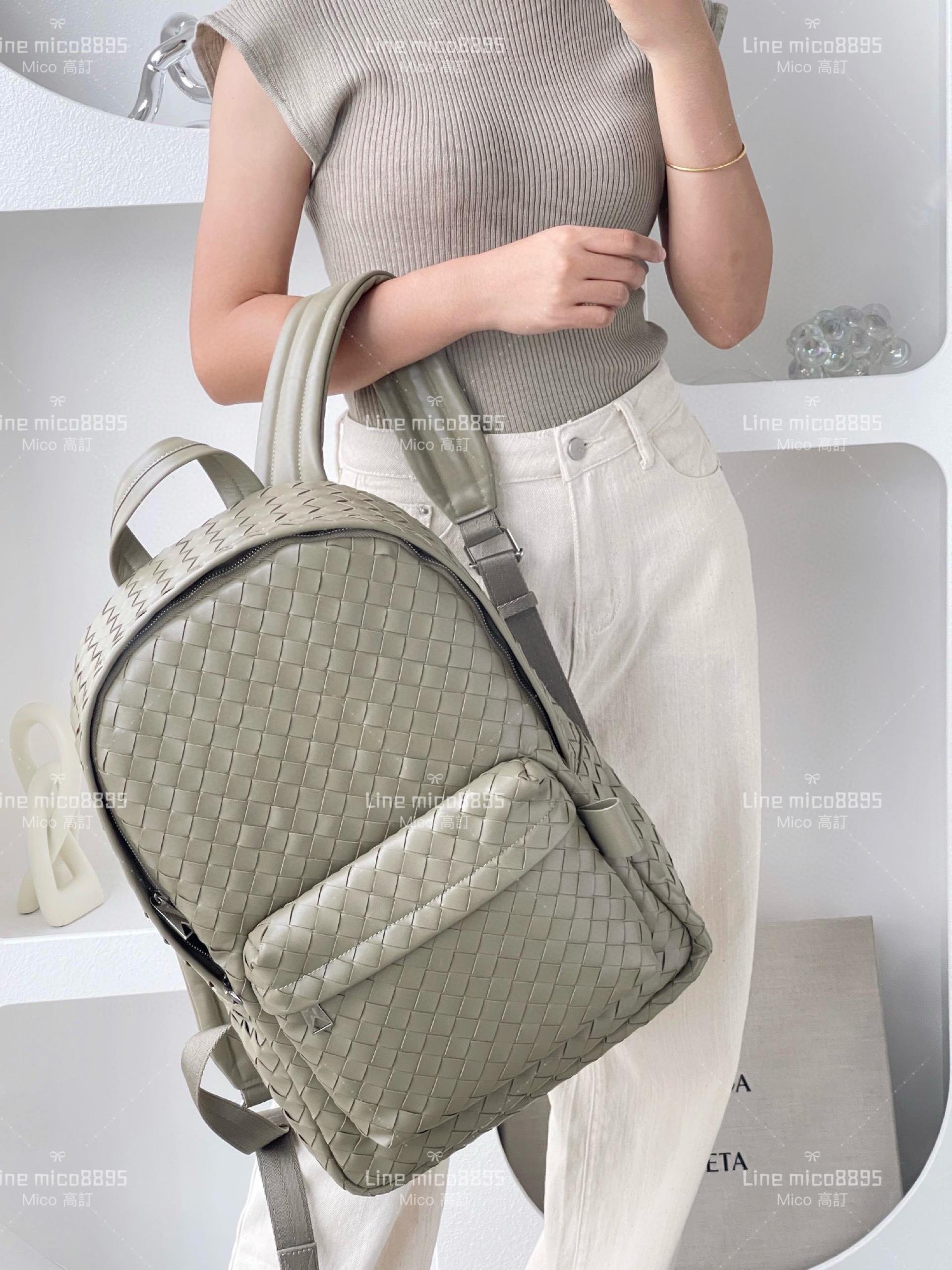 BV 灰褐色中號 Intrecciato編織皮革背包 Backpack雙肩包 背包 30*46