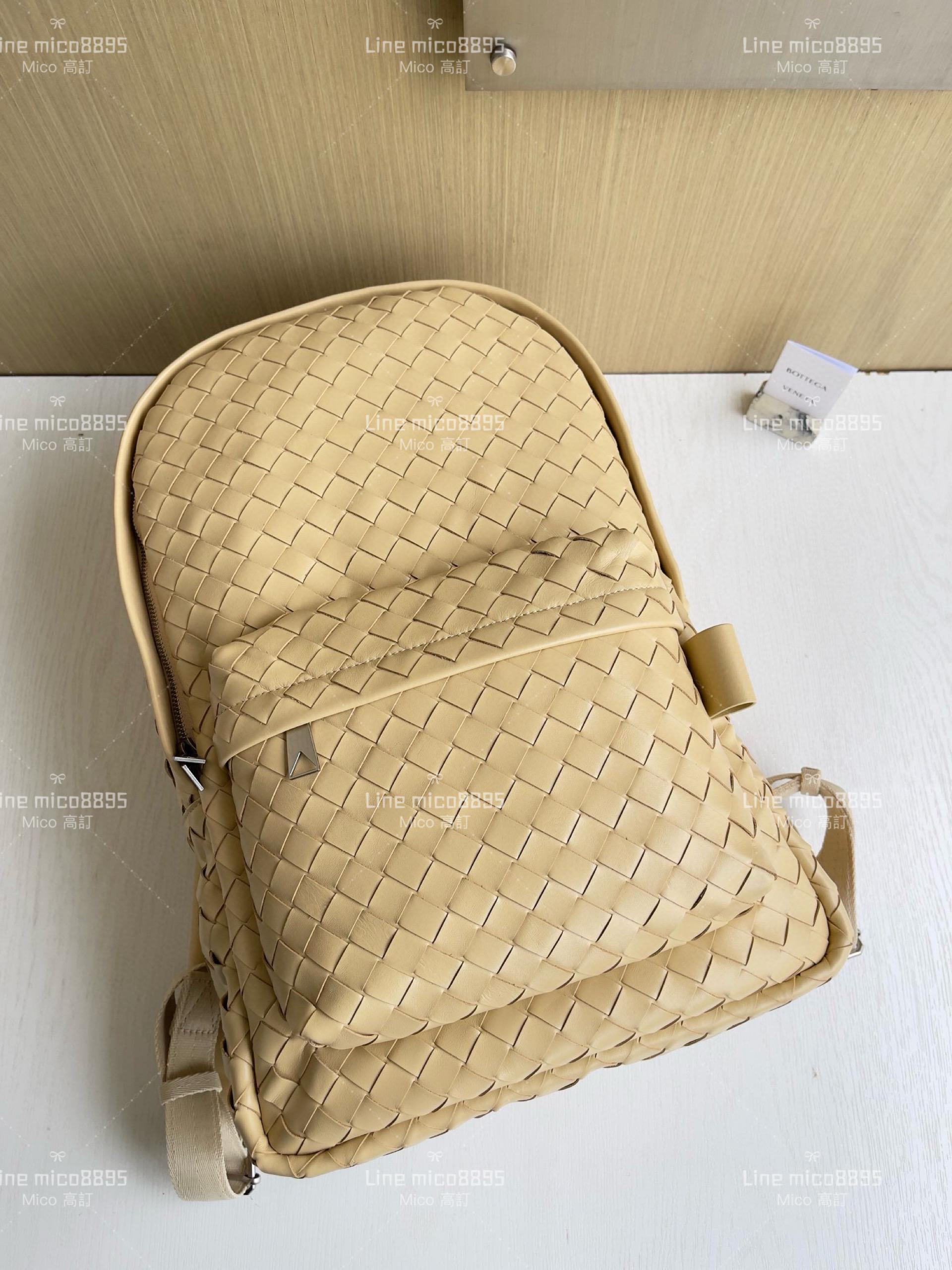 BV 燕麥色中號 Intrecciato編織皮革背包 Backpack雙肩包 背包 30*46
