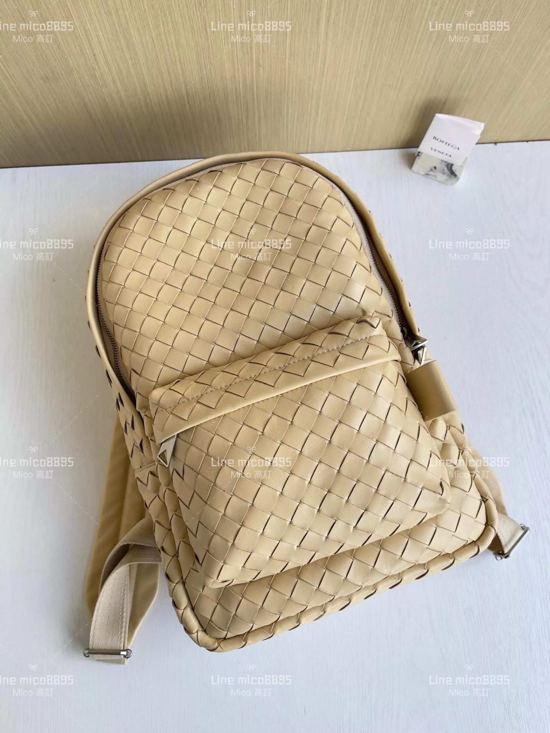 BV 小號 燕麥色 Intrecciato編織皮革背包 Backpack雙肩包 背包 尺寸：28*15*41