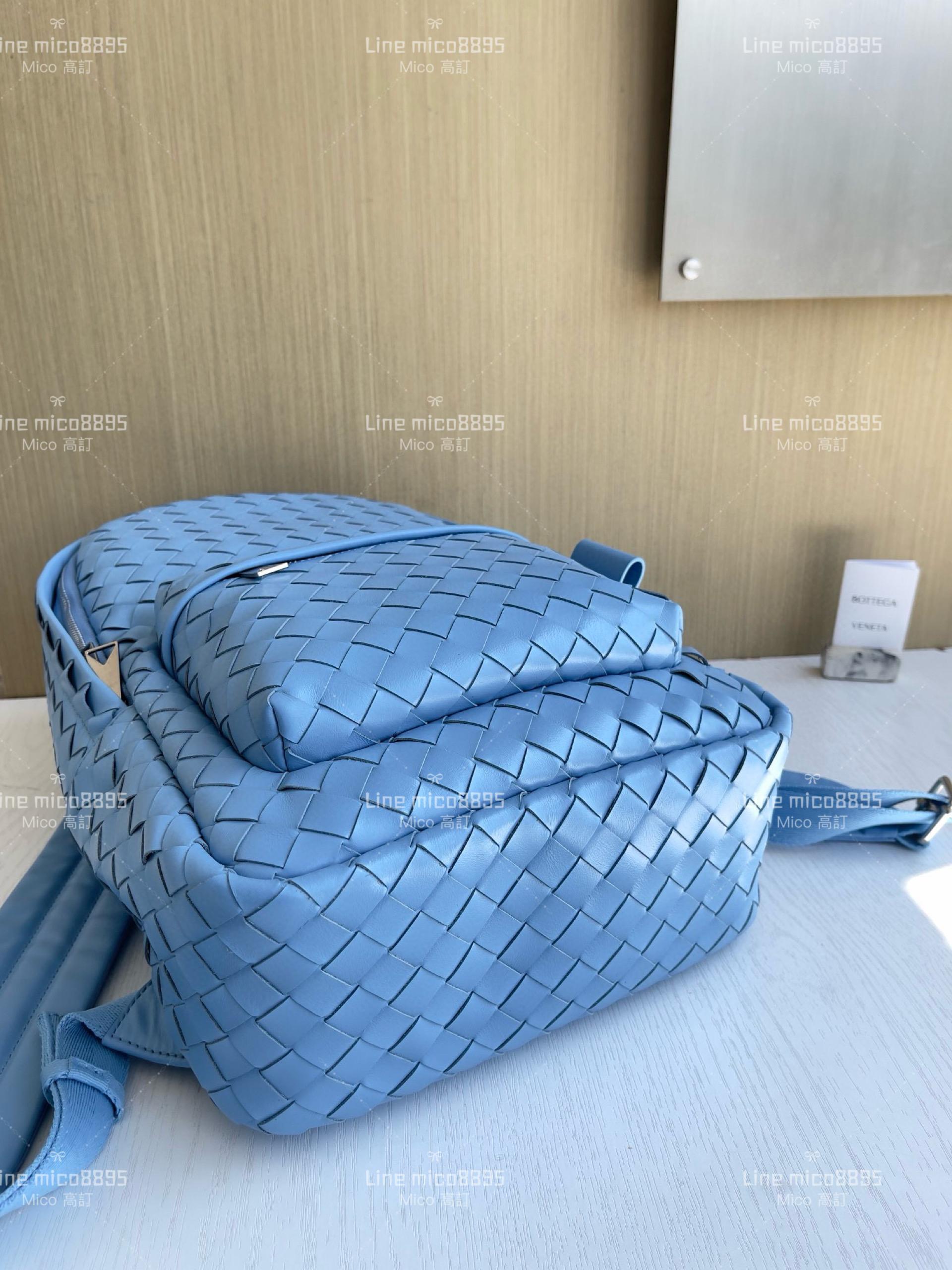 BV 小號 颶風藍 Intrecciato編織皮革背包 Backpack雙肩包 背包 尺寸：28*15*41