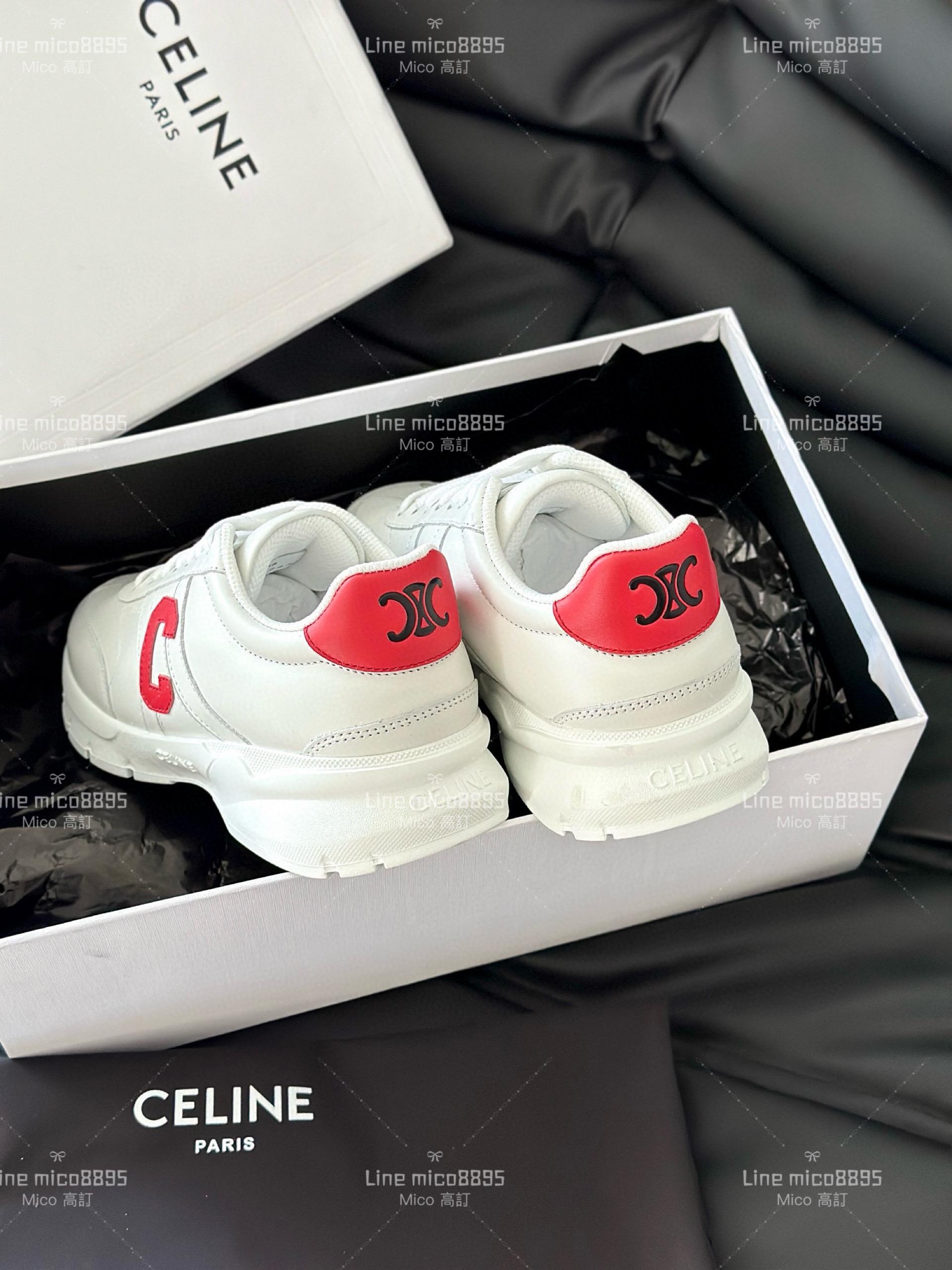 Celine 24早春新款老爹鞋小白鞋 35-40 紅x白