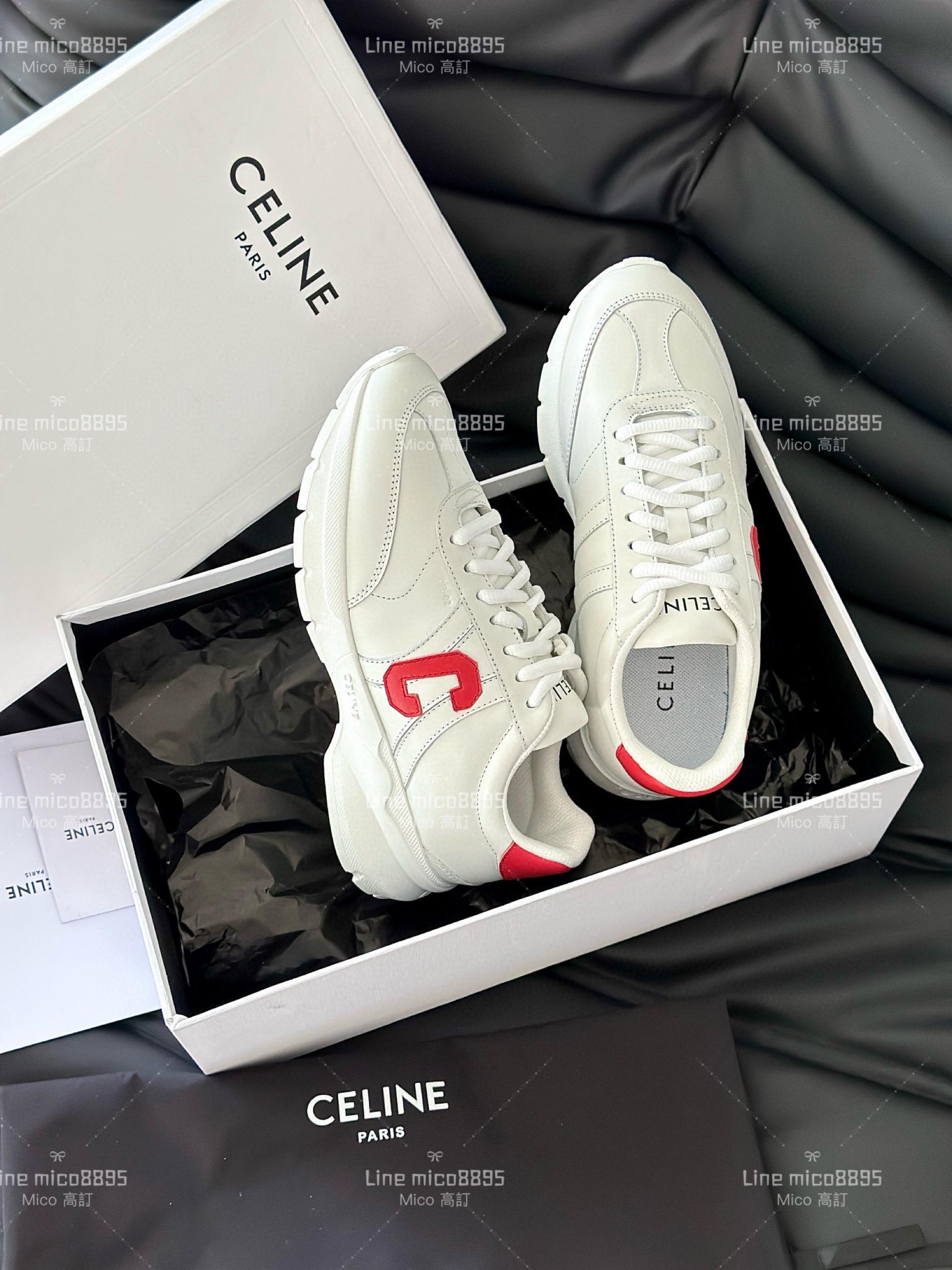 Celine 24早春新款老爹鞋小白鞋 35-40 紅x白