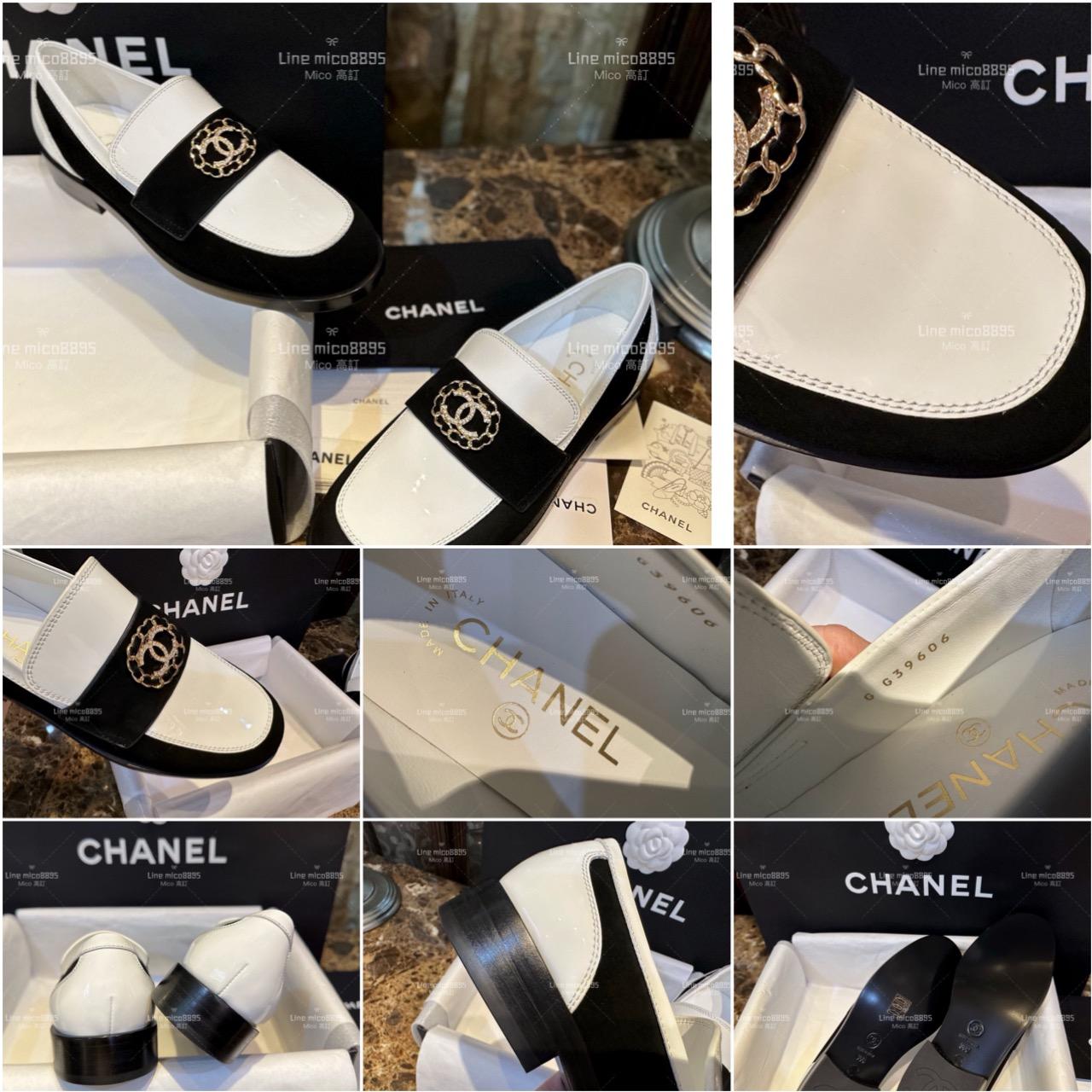 高訂款▫️CHANEL 𝟐𝟐𝐤 黑白圓扣樂福鞋 平底鞋 35-41