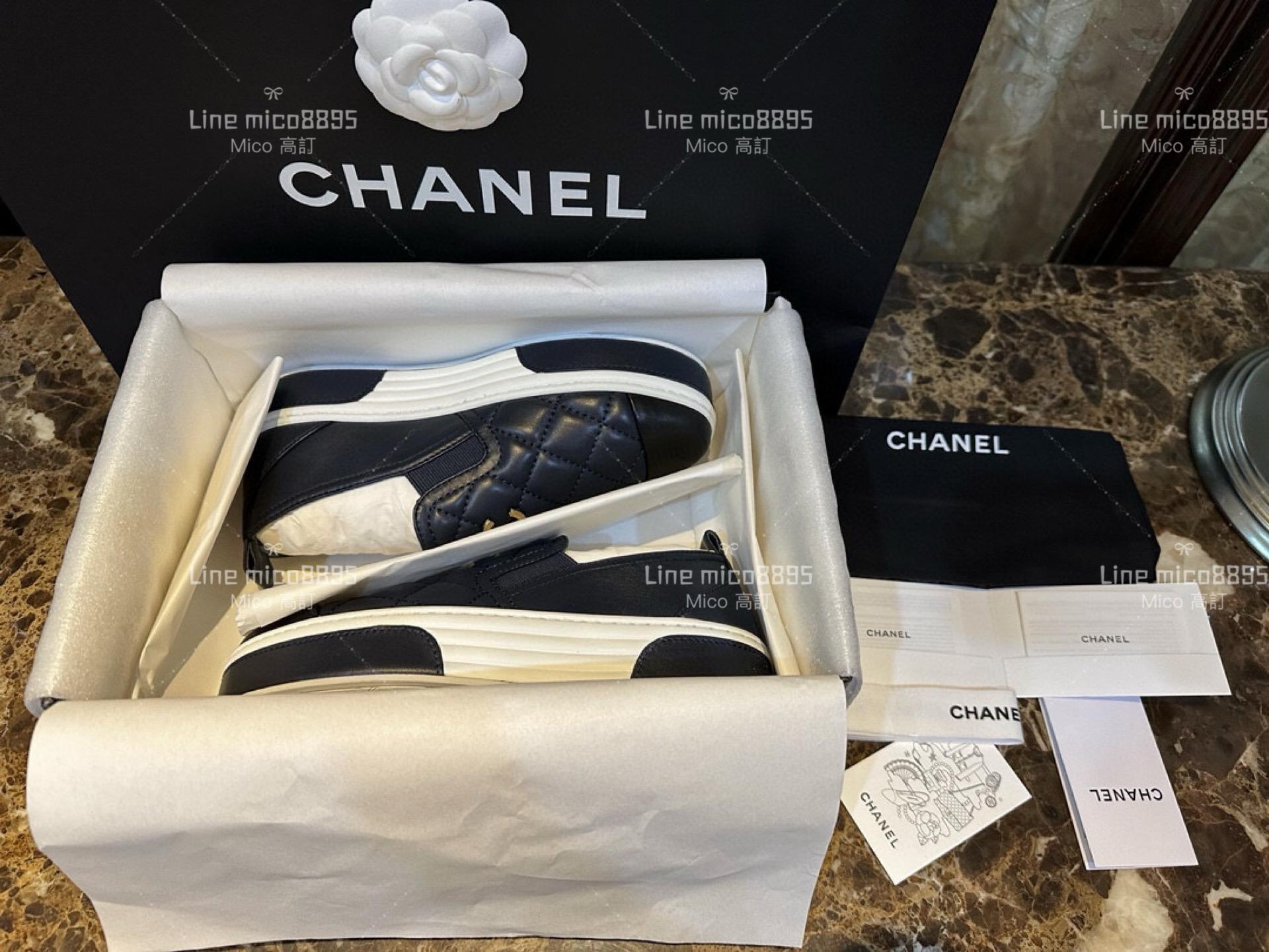 高訂款▫️CHANEL 𝟐𝟑𝐏 厚底藍黑拼色菱格樂福鞋 平底便鞋 35-41