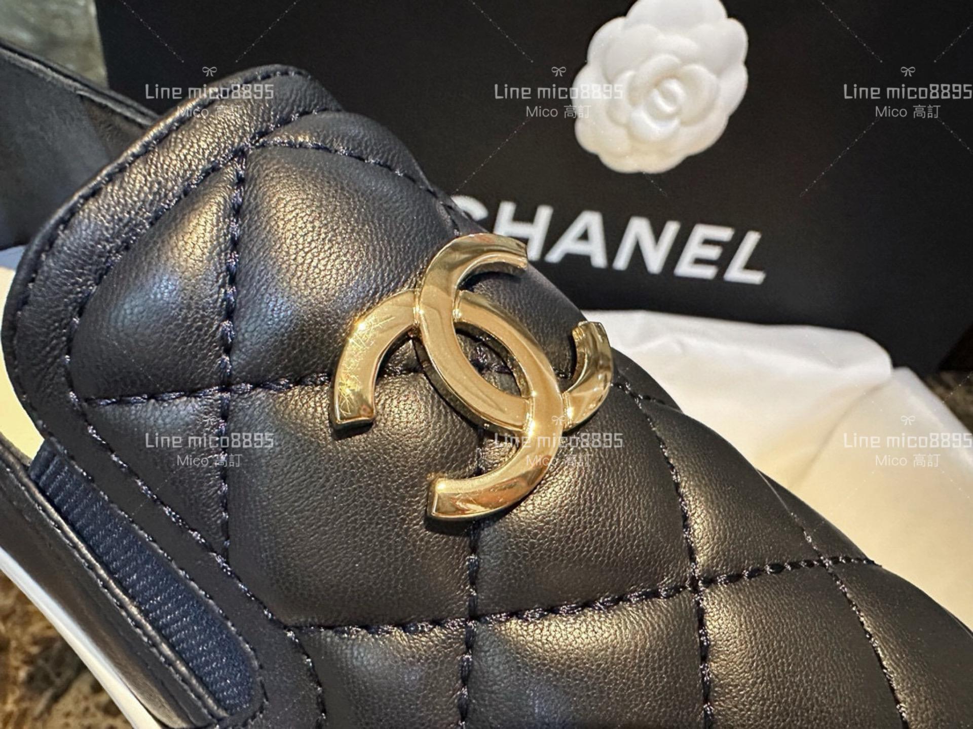 高訂款▫️CHANEL 𝟐𝟑𝐏 厚底藍黑拼色菱格樂福鞋 平底便鞋 35-41