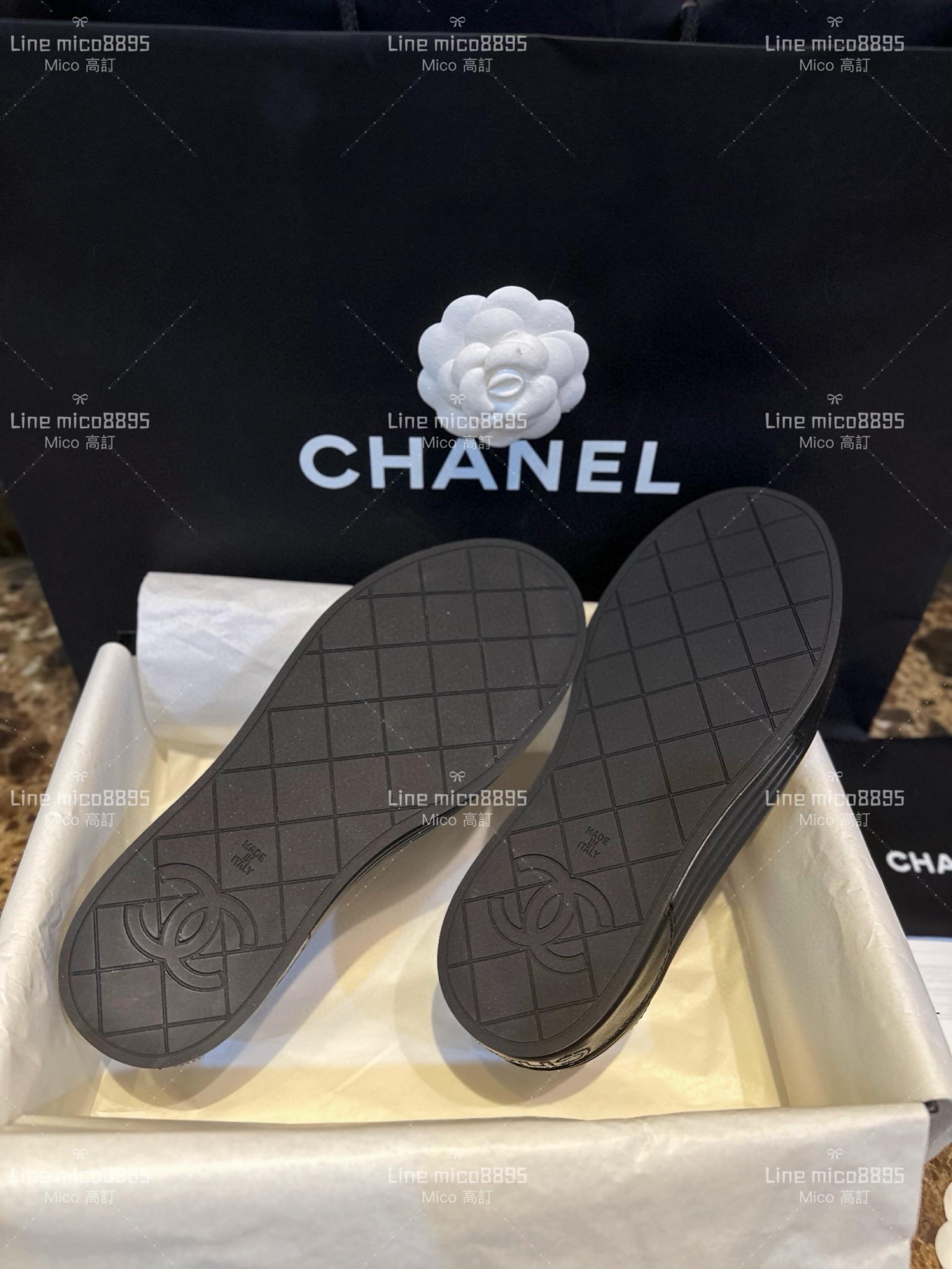 高訂款▫️CHANEL 𝟐𝟑𝐏 黑色菱格厚底小羊皮樂福鞋 底厚3cm 35-41