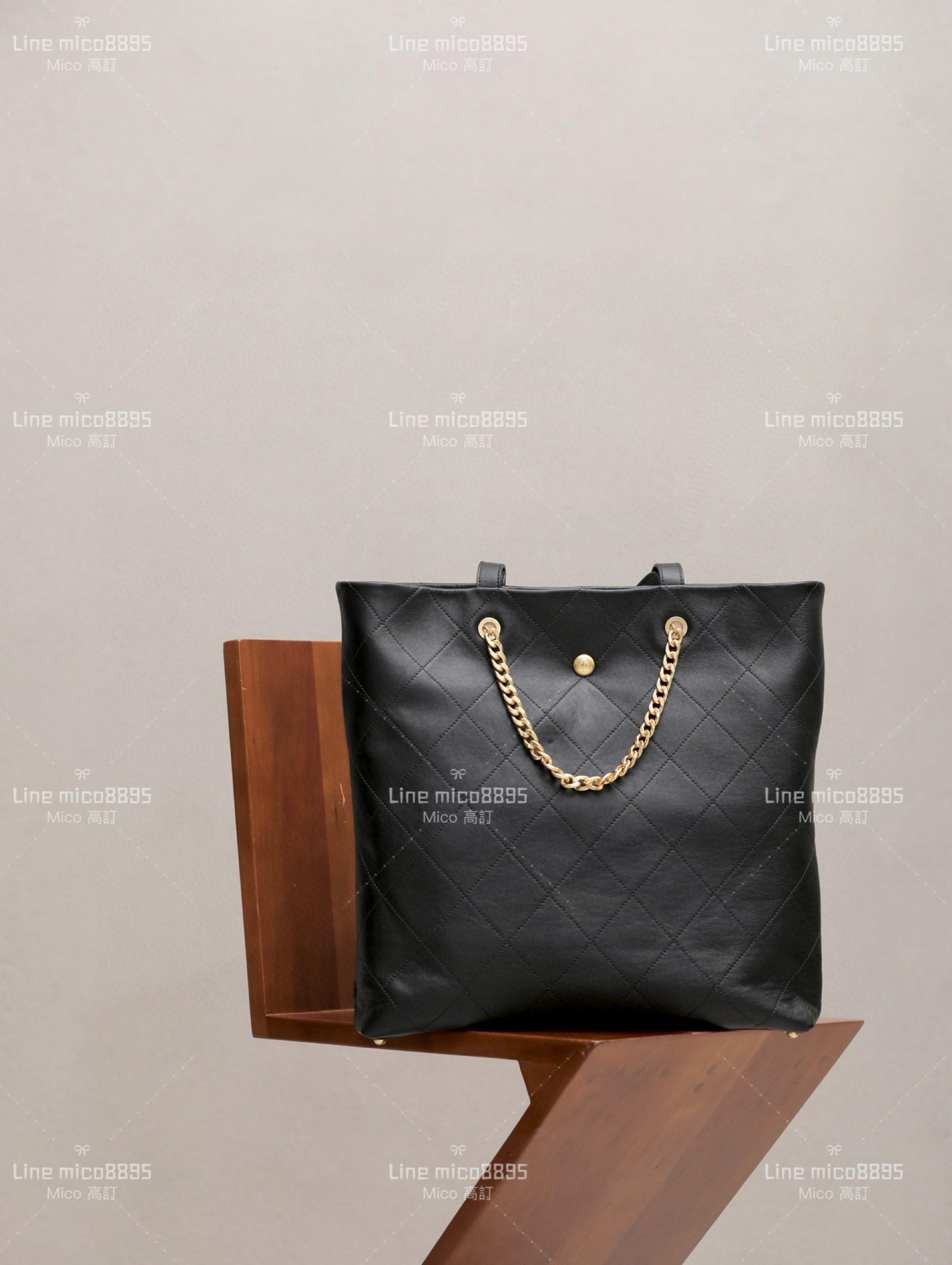 CHANEL 23c（雙C大logo tote 購物袋）黑色牛皮 尺寸：41*44*8Cm