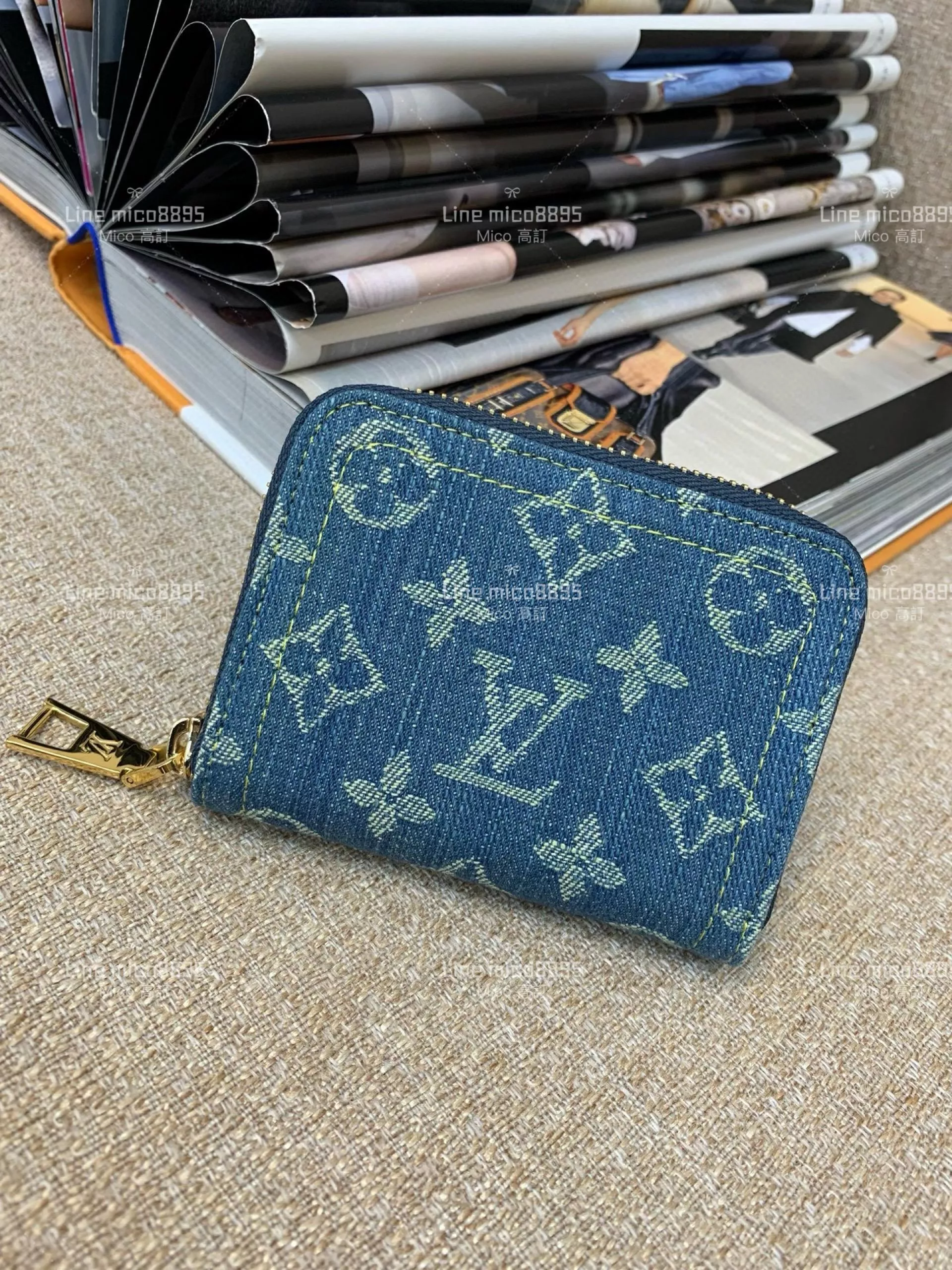 LV 丹寧牛仔 Zippy零錢包 卡包 M82957藍色