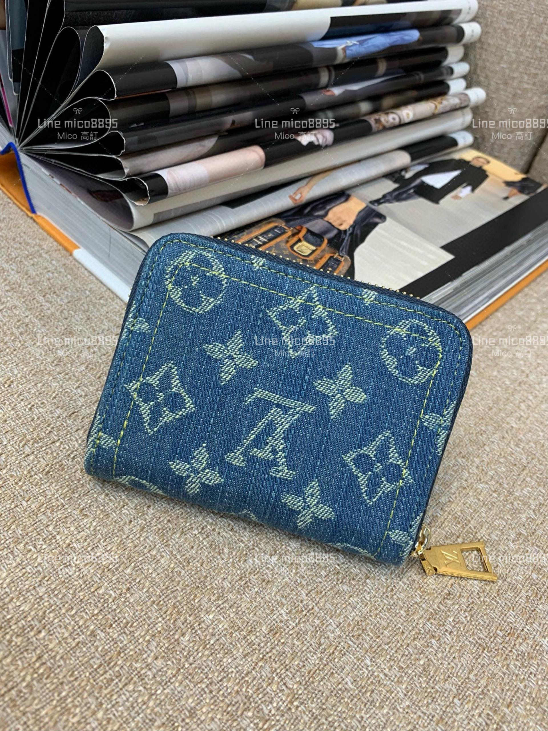 LV 丹寧牛仔 Zippy零錢包 卡包 M82957藍色