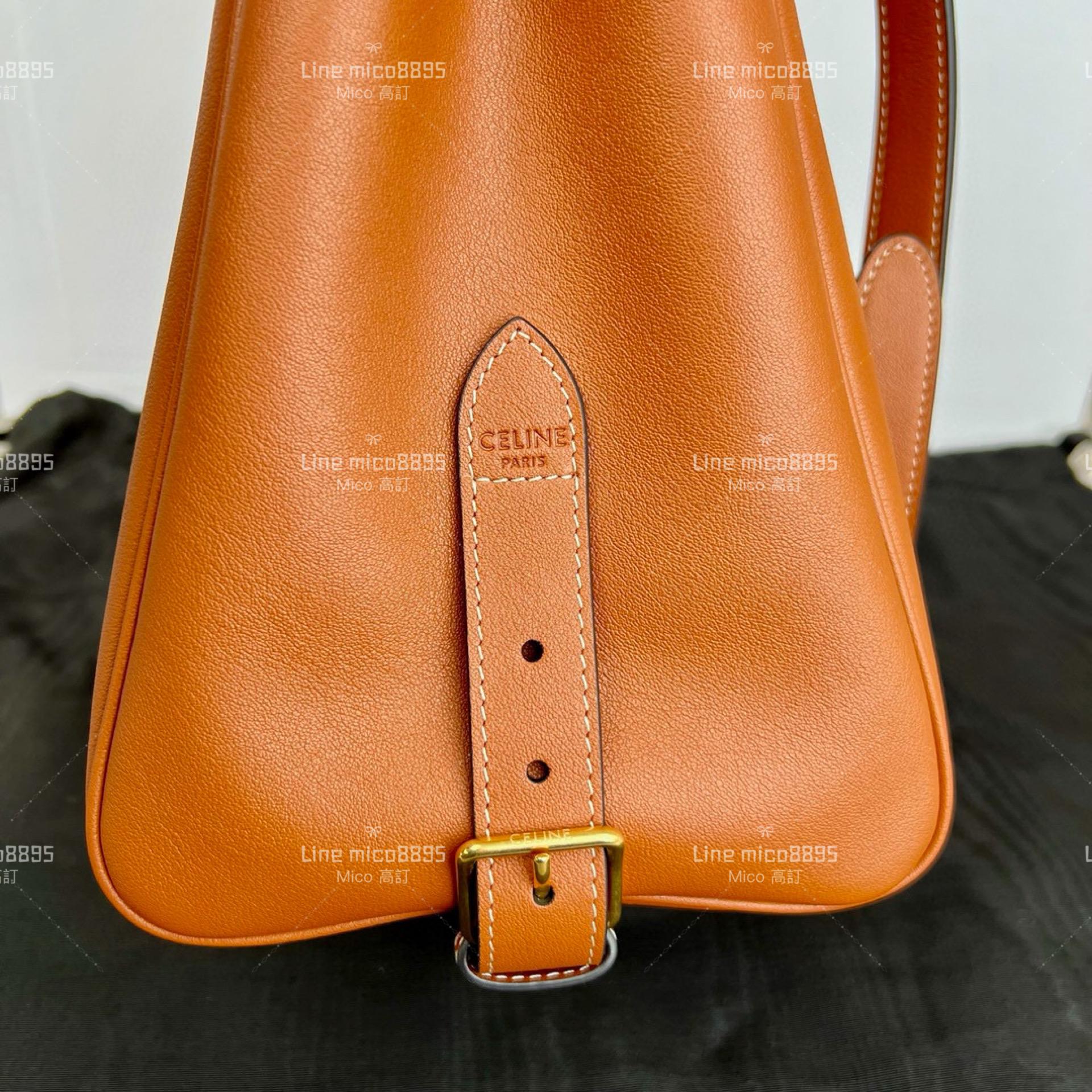 Celine 焦糖 APPOLINE 中號柔軟牛皮革手袋 手提包 斜跨包 37cm