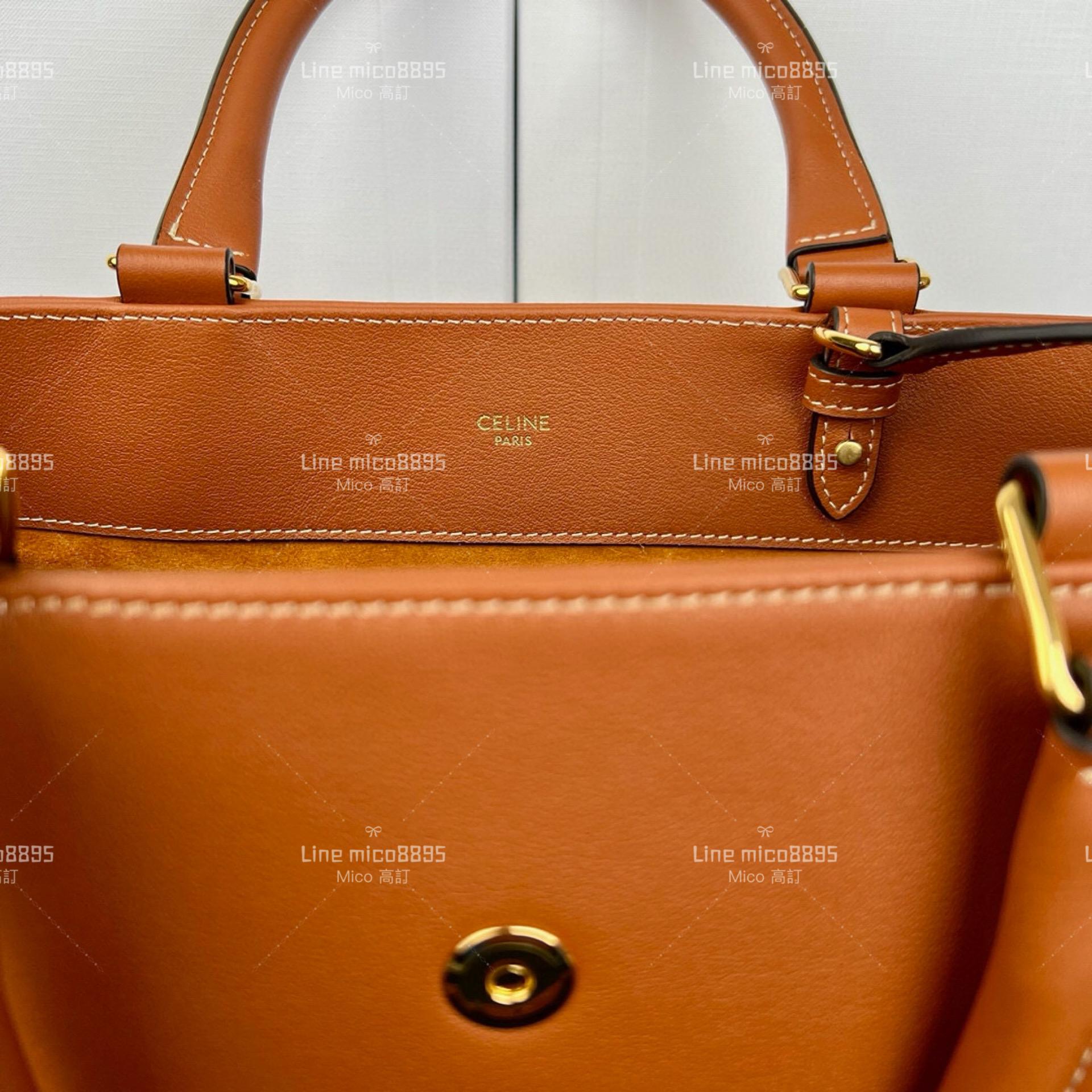 Celine 焦糖 APPOLINE 中號柔軟牛皮革手袋 手提包 斜跨包 37cm