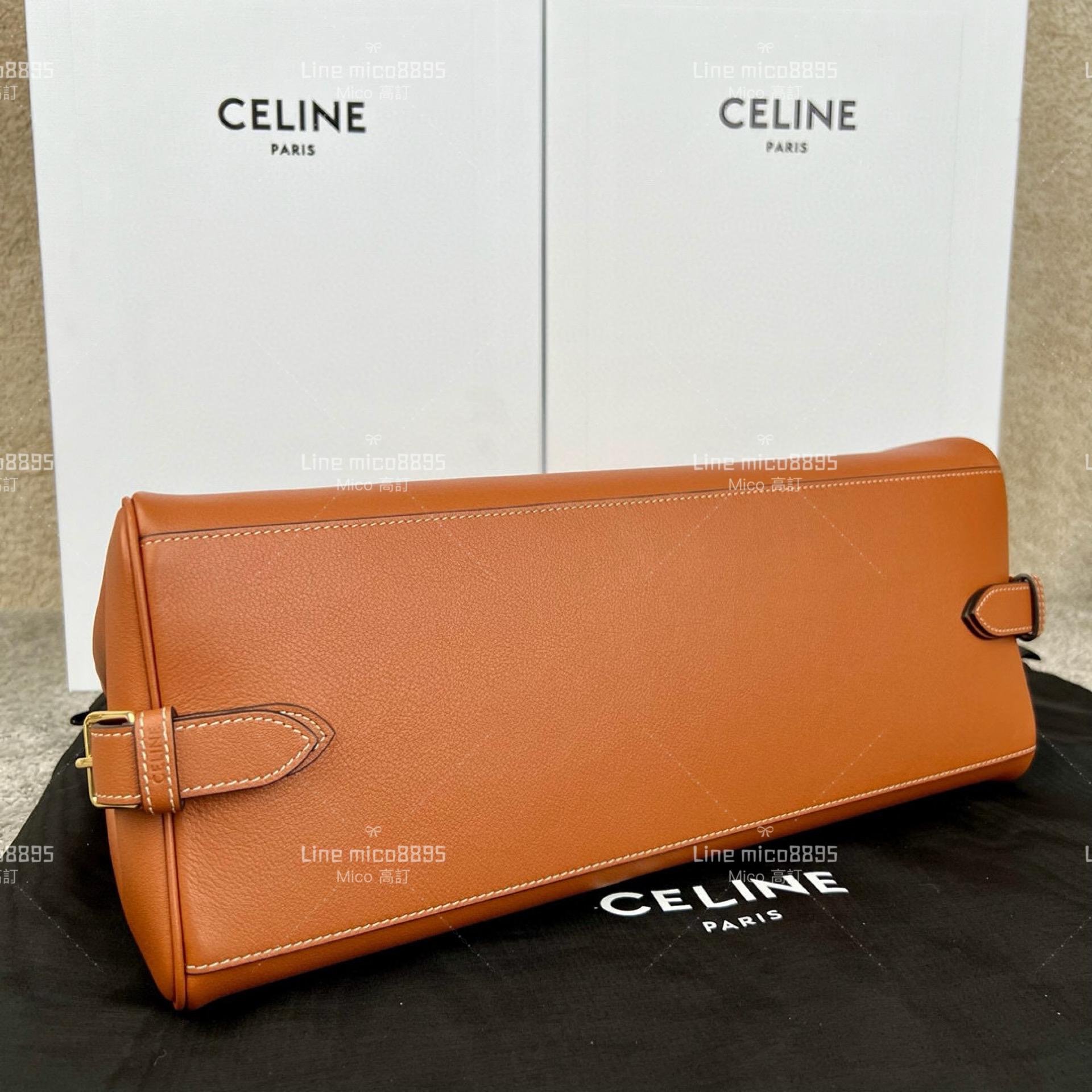 Celine 焦糖 APPOLINE 中號柔軟牛皮革手袋 手提包 斜跨包 37cm