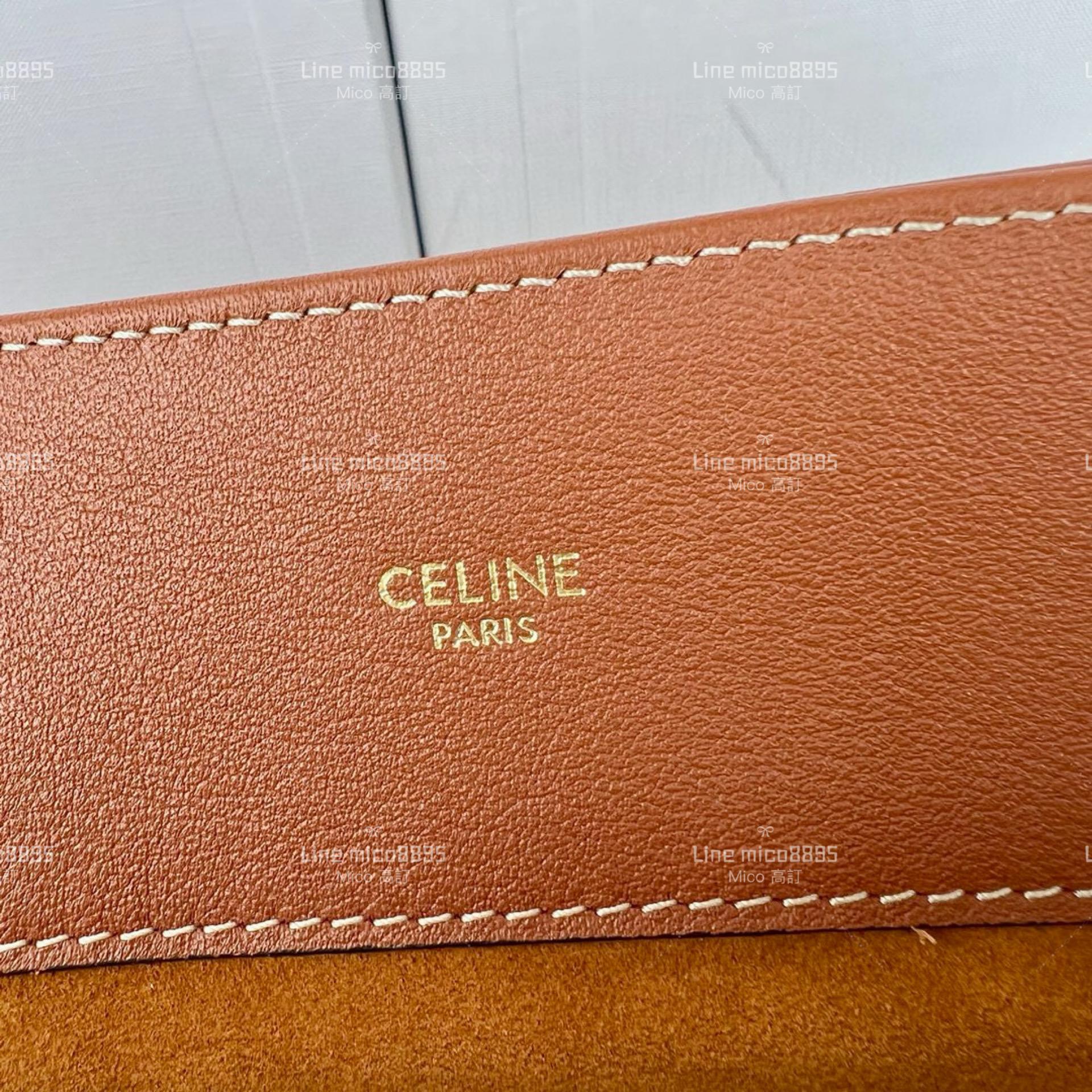 Celine 焦糖 APPOLINE 中號柔軟牛皮革手袋 手提包 斜跨包 37cm