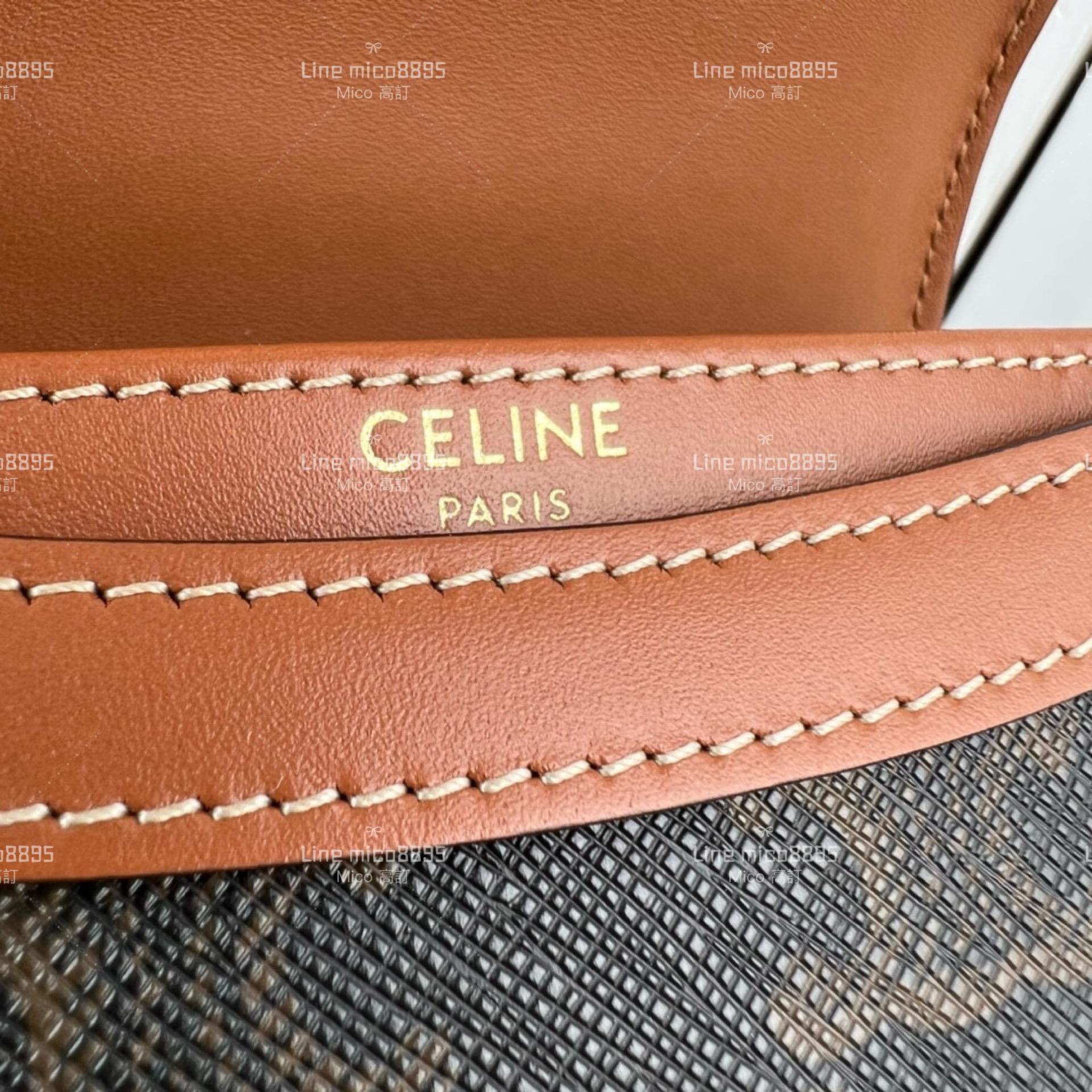 Celine BESACE TRIOMPHE 迷你標誌印花牛皮革手袋  手提斜跨包 18*15cm