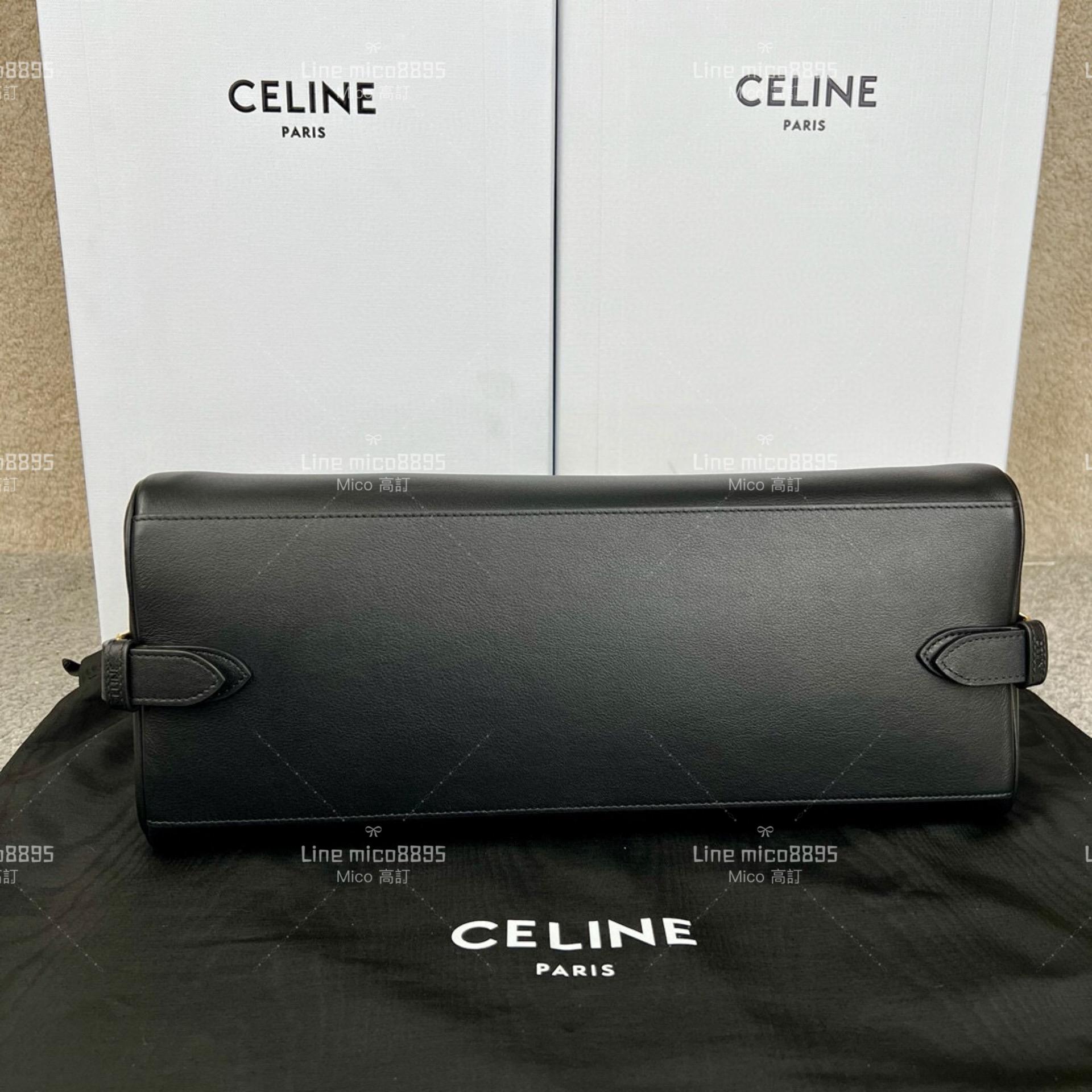 Celine 黑色 APPOLINE 中號柔軟牛皮革手袋 手提包 斜跨包 37cm