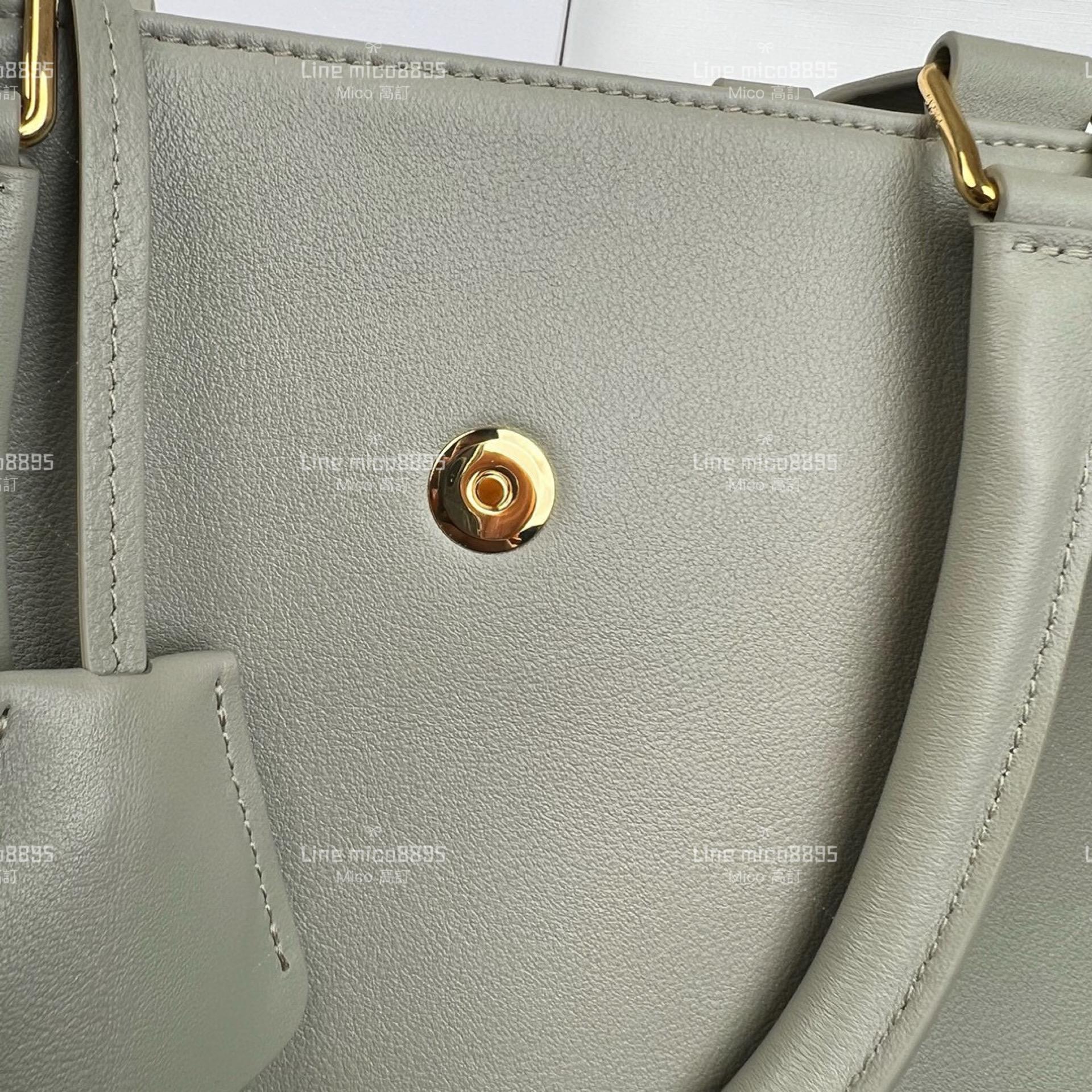 Celine 灰綠色 APPOLINE 中號柔軟牛皮革手袋 手提包 斜跨包 37cm