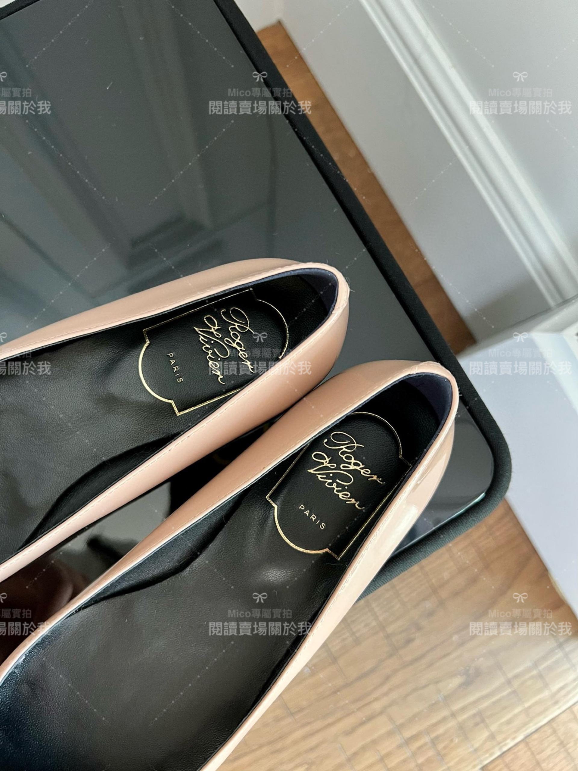 Roger vivier Trompette 裸粉色漆皮金屬搭扣芭蕾舞平底鞋 女鞋 35-39