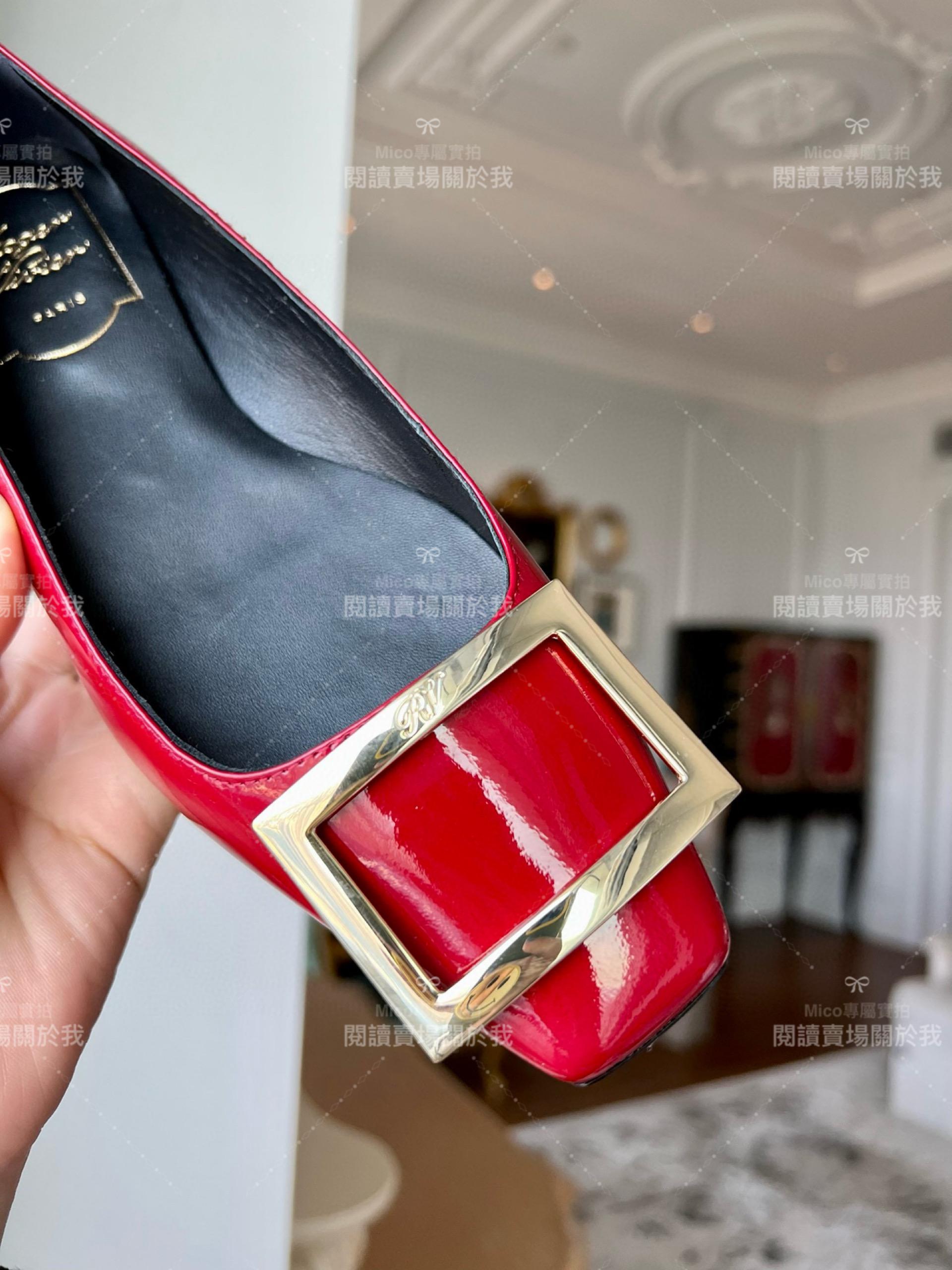 Roger vivier Trompette 正紅色漆皮金屬搭扣芭蕾舞平底鞋 女鞋 35-39