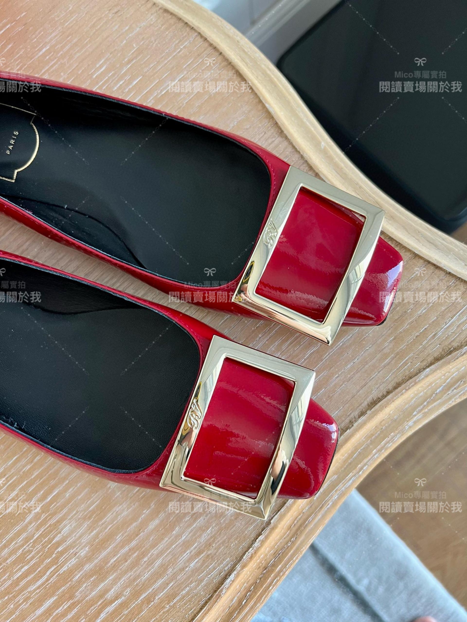 Roger vivier Trompette 正紅色漆皮金屬搭扣芭蕾舞平底鞋 女鞋 35-39