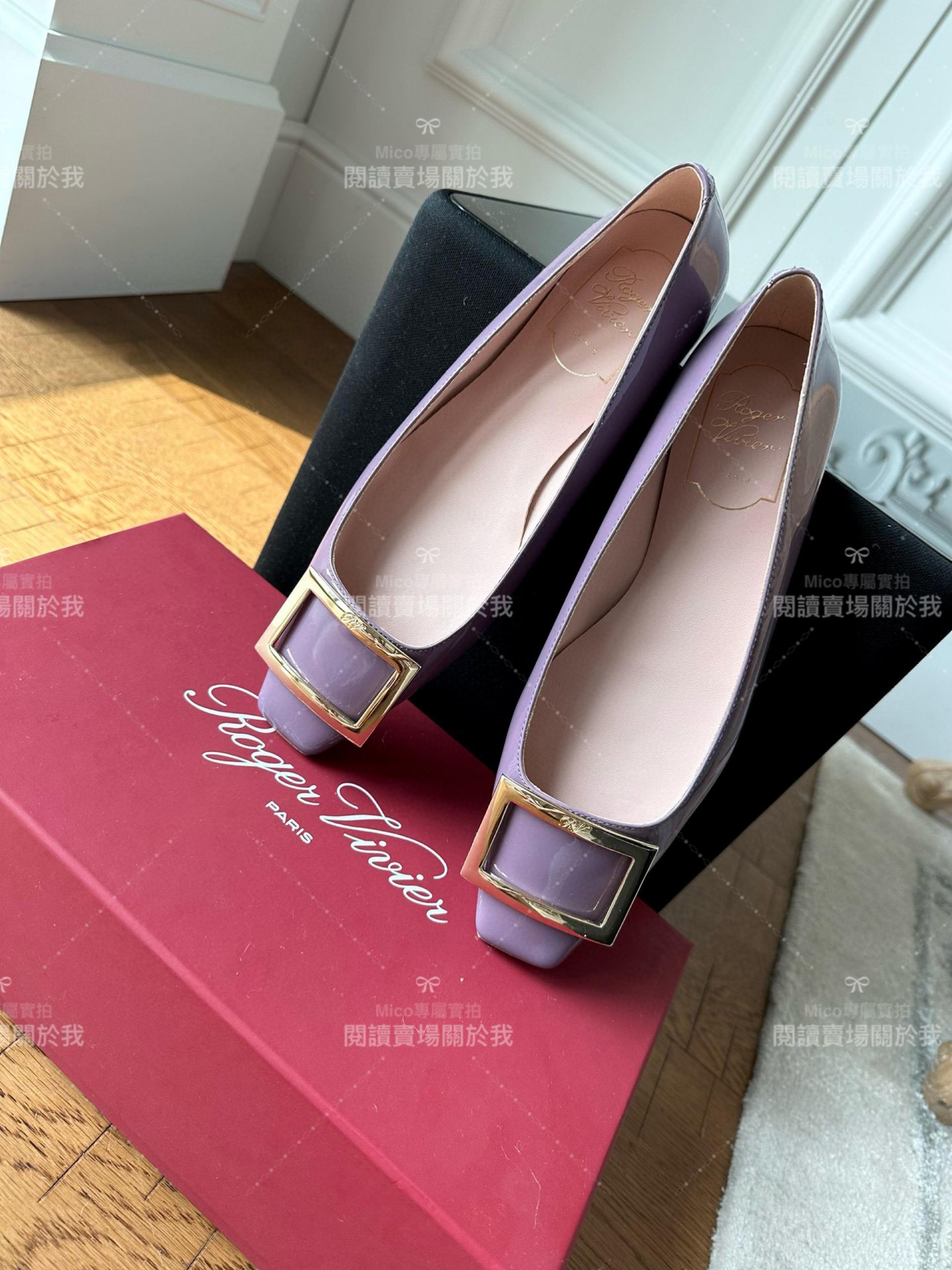 Roger vivier Trompette 鳶尾紫 漆皮金屬搭扣芭蕾舞平底鞋 女鞋 35-39