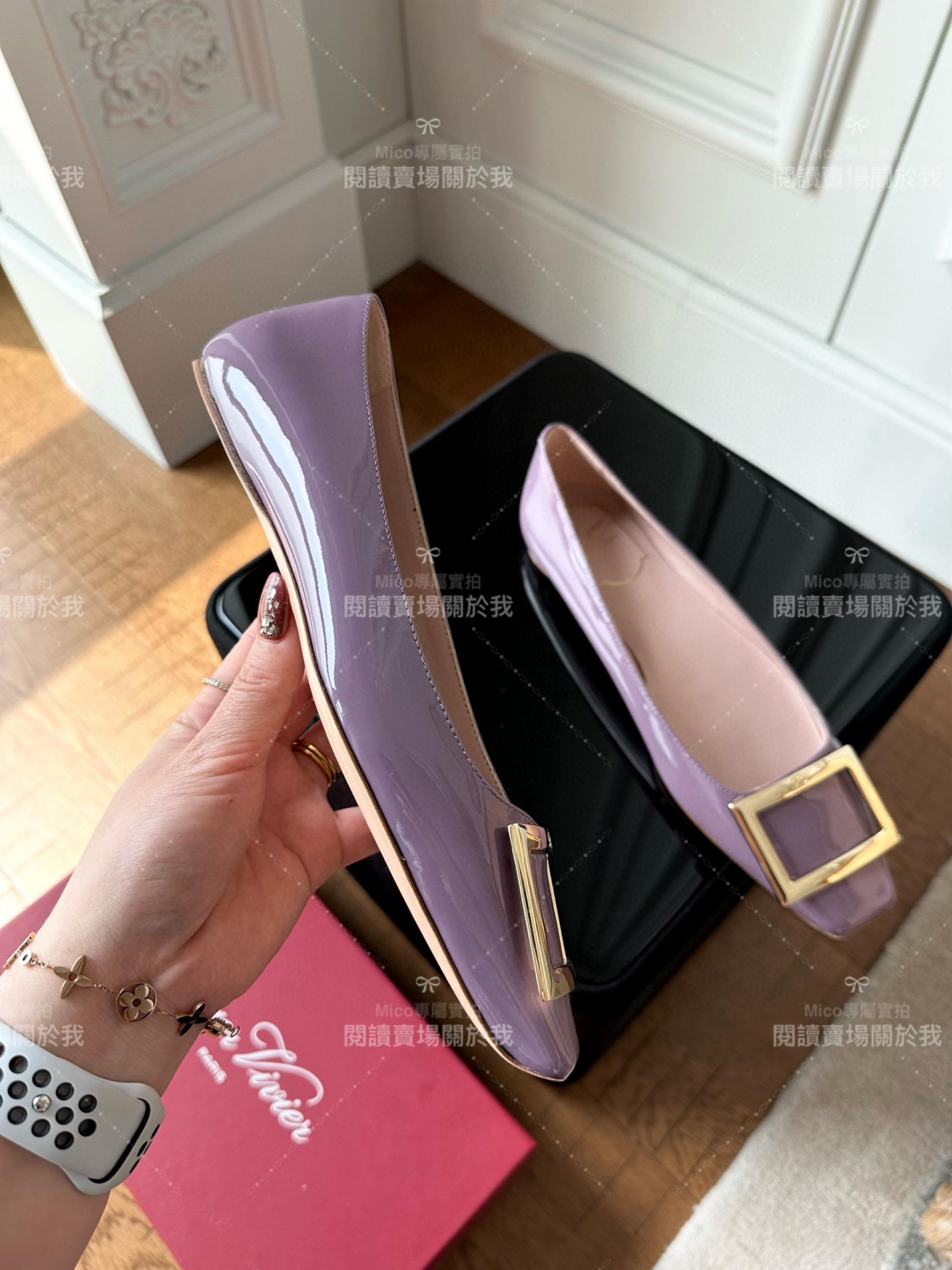 Roger vivier Trompette 鳶尾紫 漆皮金屬搭扣芭蕾舞平底鞋 女鞋 35-39