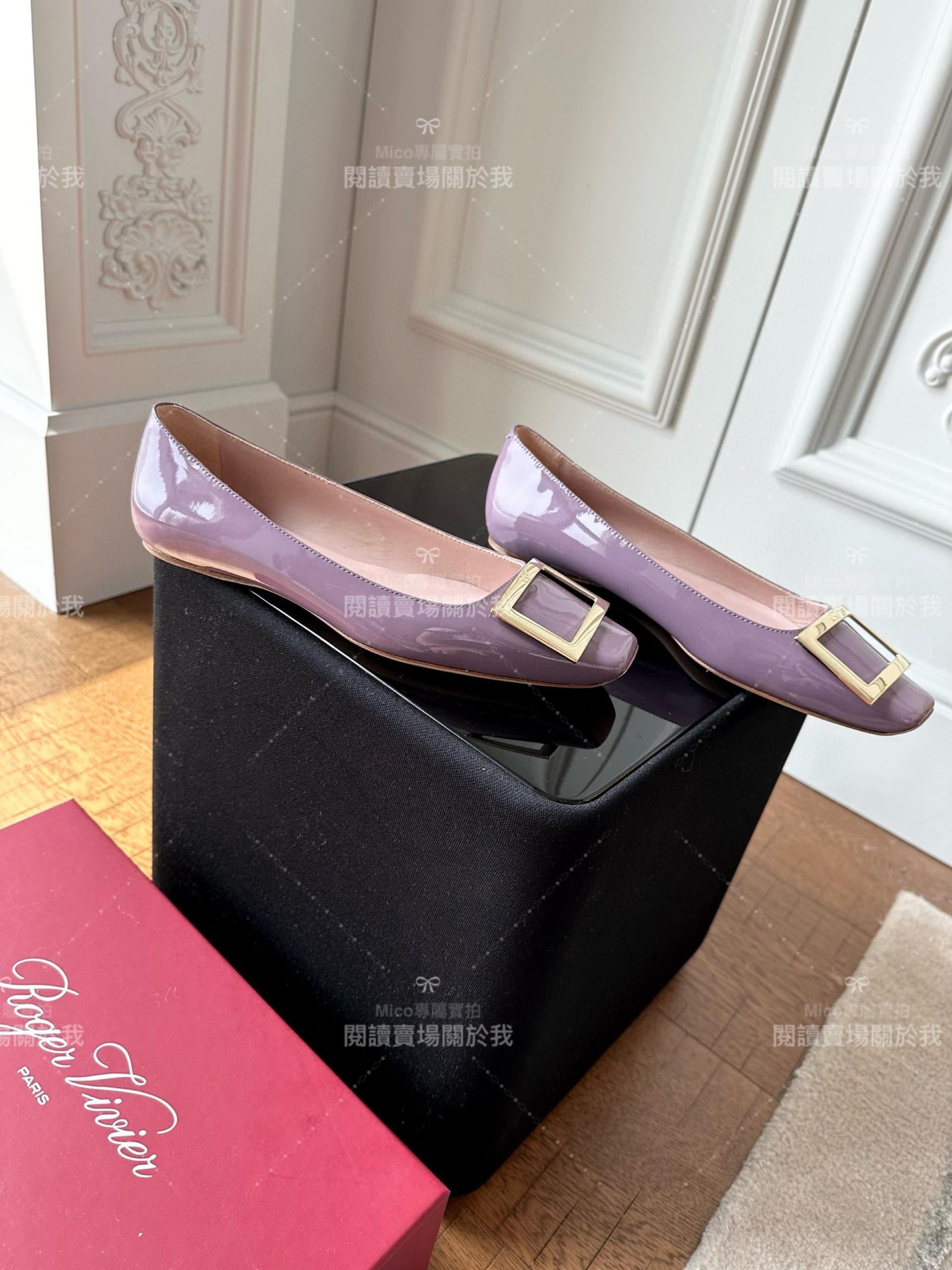 Roger vivier Trompette 鳶尾紫 漆皮金屬搭扣芭蕾舞平底鞋 女鞋 35-39