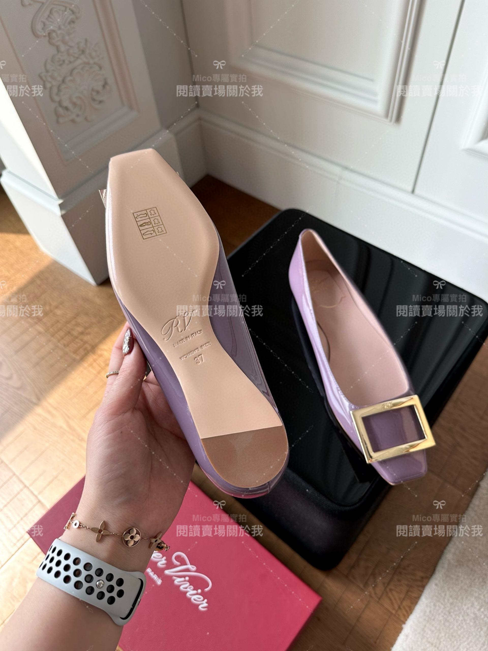 Roger vivier Trompette 鳶尾紫 漆皮金屬搭扣芭蕾舞平底鞋 女鞋 35-39