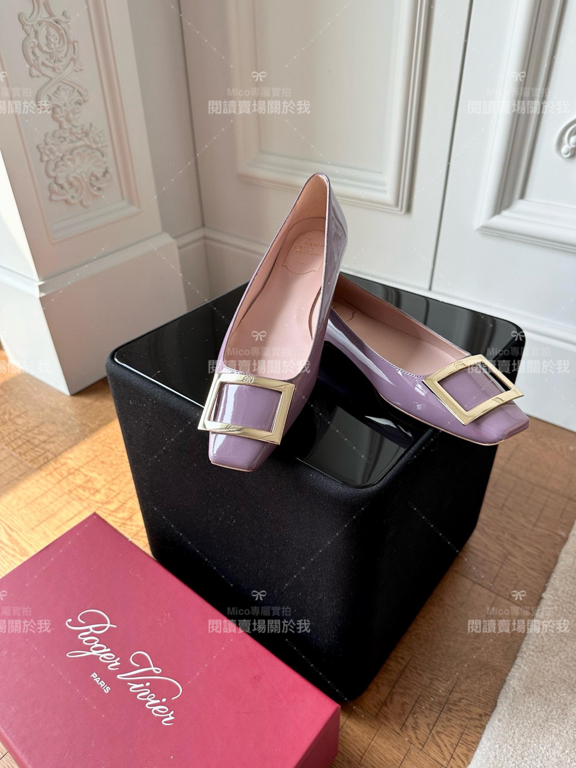 Roger vivier Trompette 鳶尾紫 漆皮金屬搭扣芭蕾舞平底鞋 女鞋 35-39