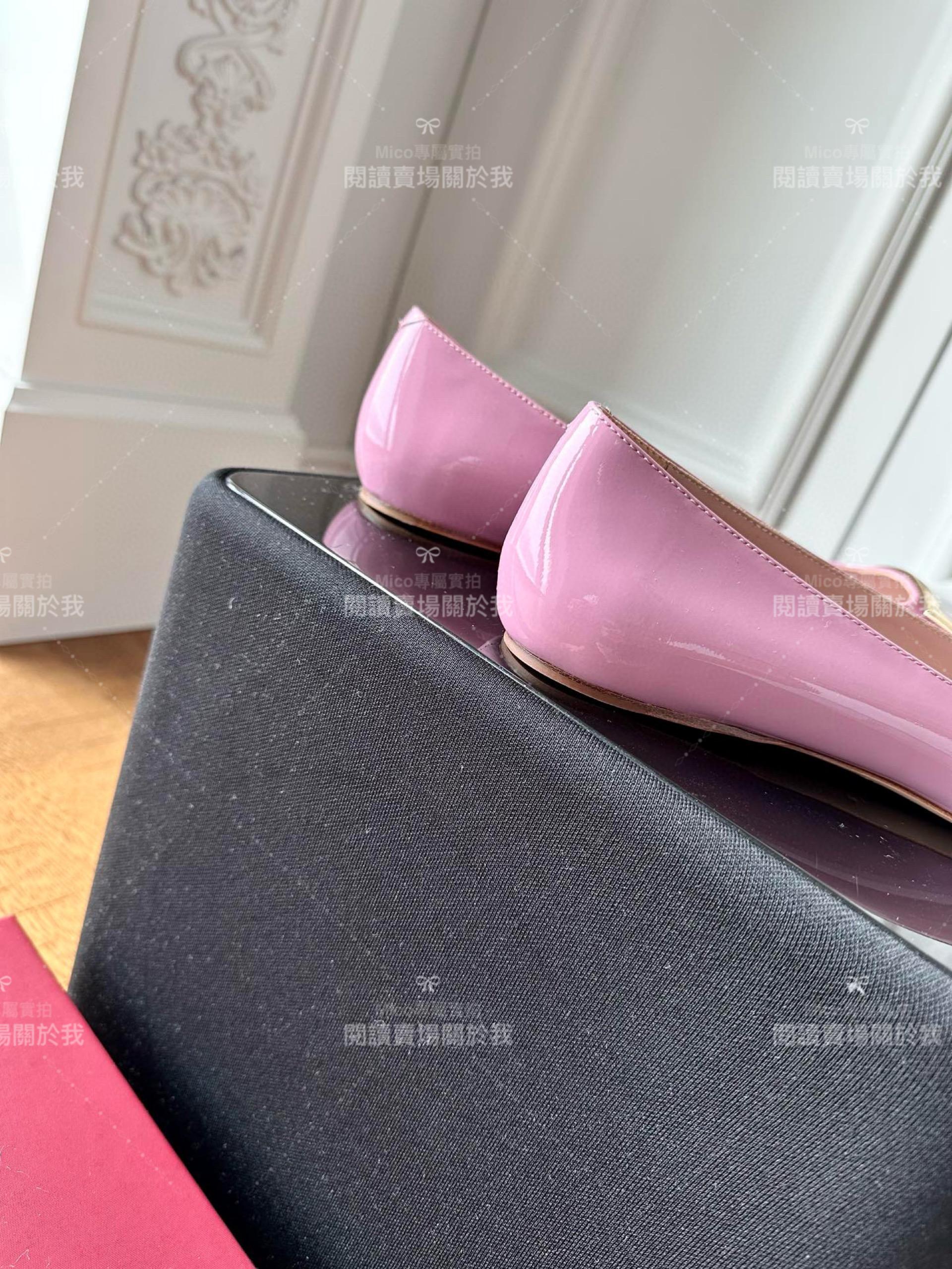 Roger vivier Trompette 玫瑰粉 漆皮金屬搭扣芭蕾舞平底鞋 女鞋 35-39