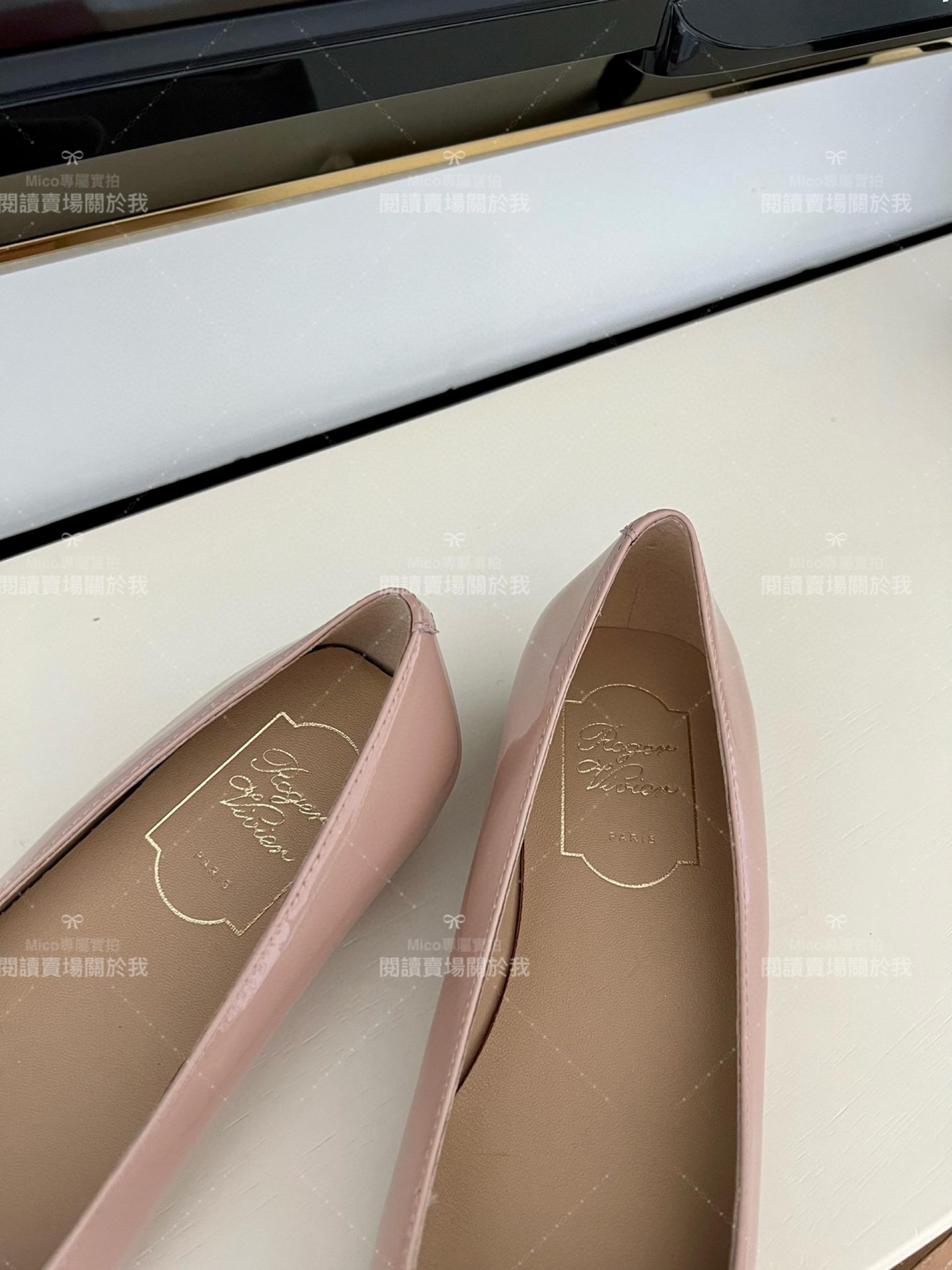 Roger vivier Belle Vivier 裸色 漆皮金屬搭扣芭蕾平底鞋 35-39