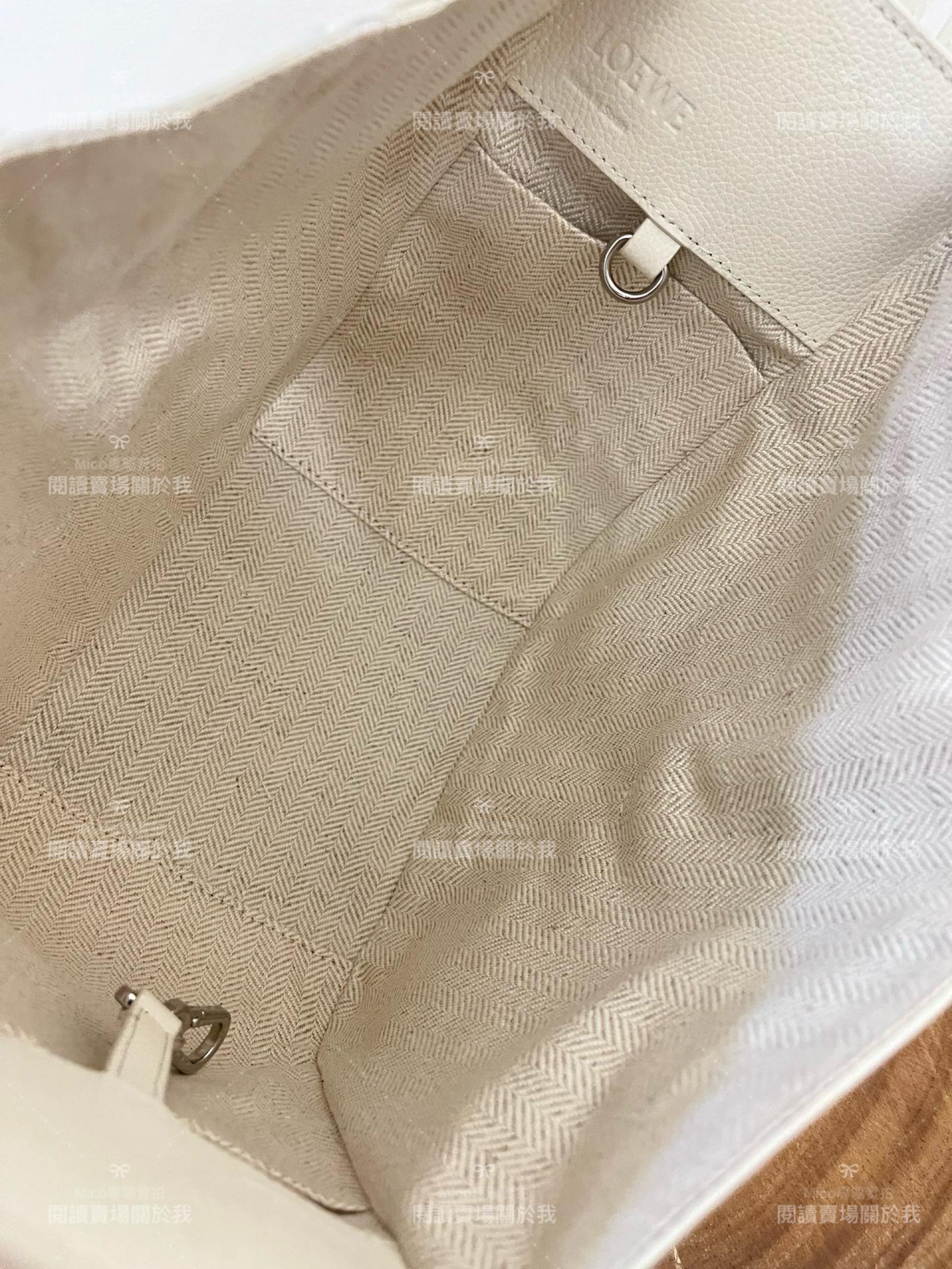 Loewe Hammock bag 吊床包 ｜珍珠白/荔枝皮革 真皮/牛皮 新尺寸 20cm 手提斜跨包/水桶包