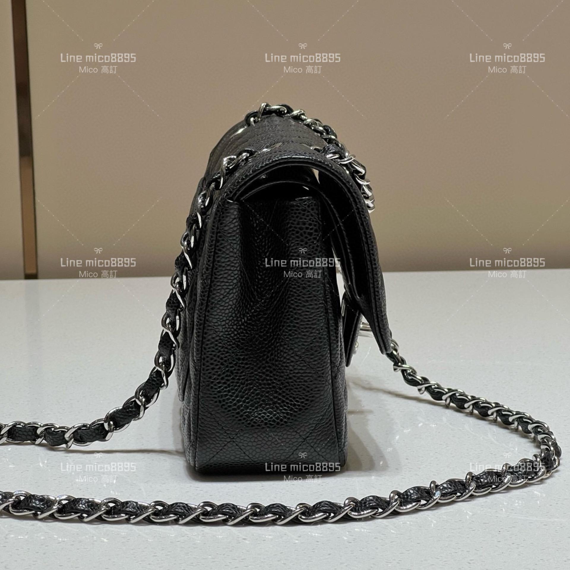 CHANEL Classic Flip Small CF 黑色 經典荔枝紋牛皮/銀釦 23cm