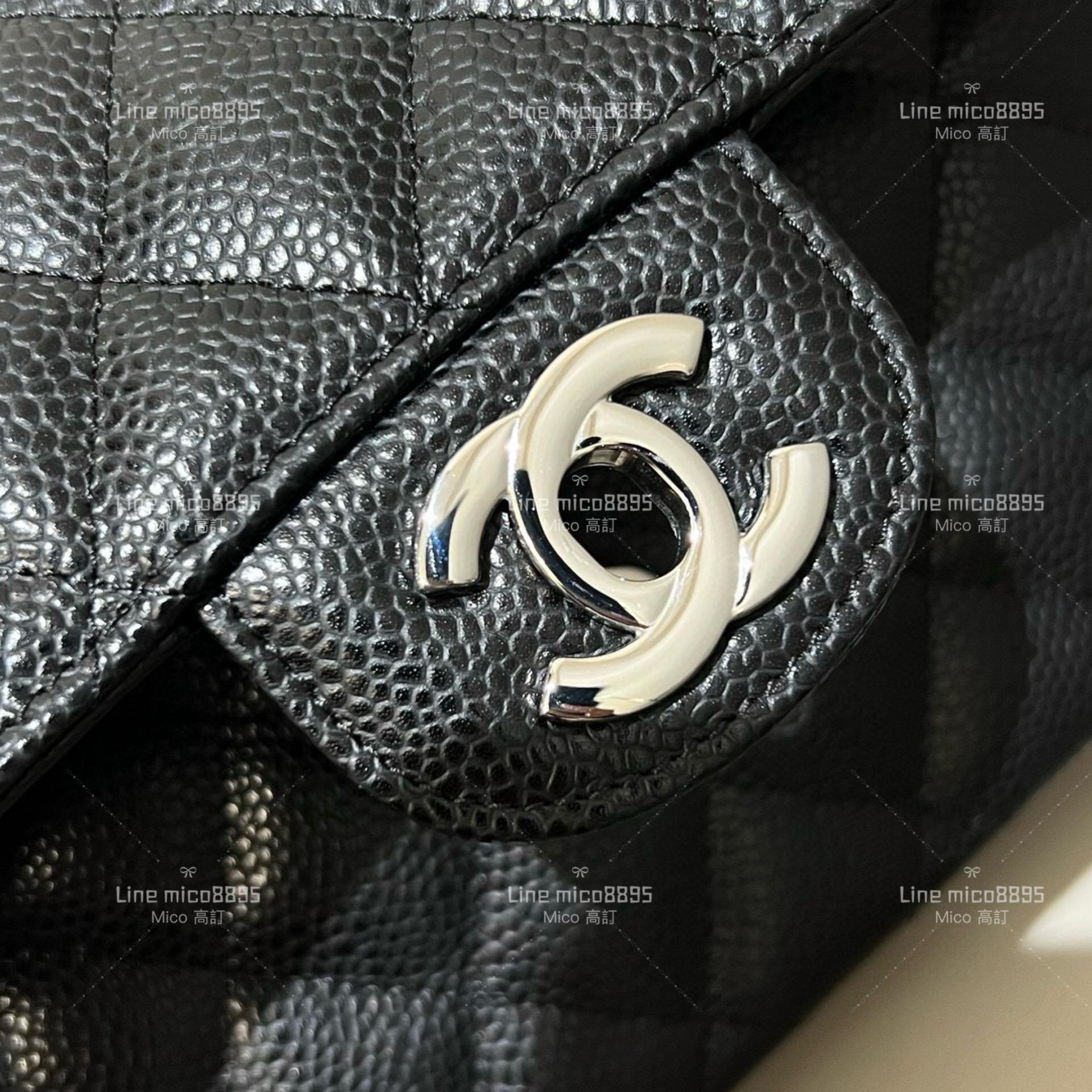 CHANEL Classic Flip Small CF 黑色 經典荔枝紋牛皮/銀釦 23cm