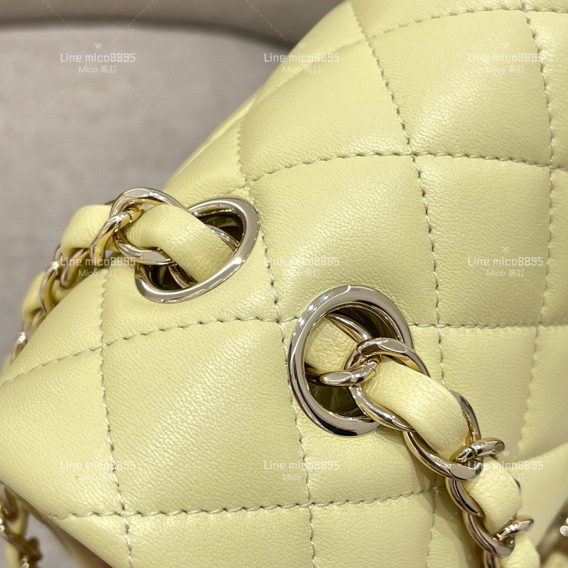 CHANEL Classic Flip Small CF 小雞黃/羊皮/淺金釦 23cm