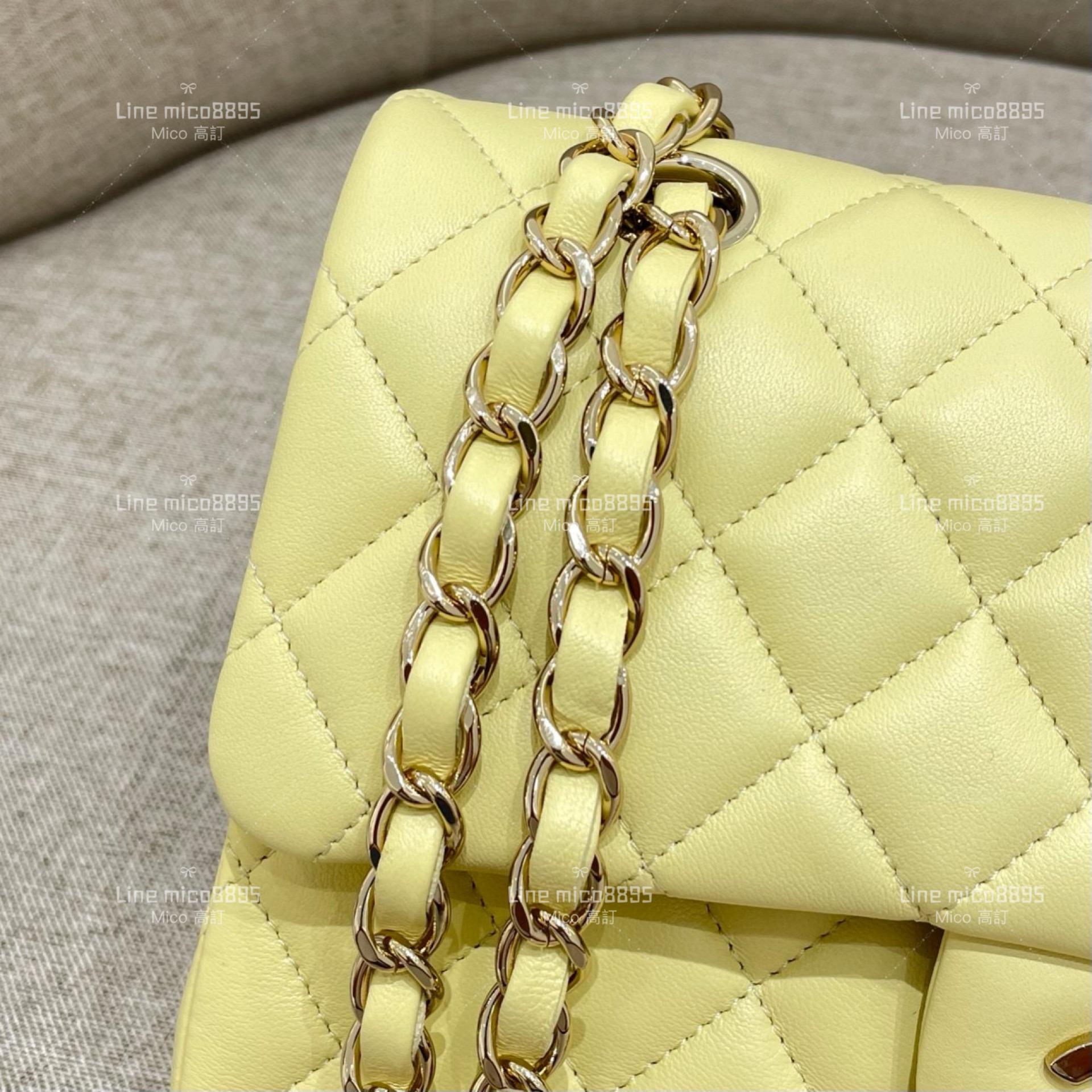 CHANEL Classic Flip Small CF 小雞黃/羊皮/淺金釦 23cm