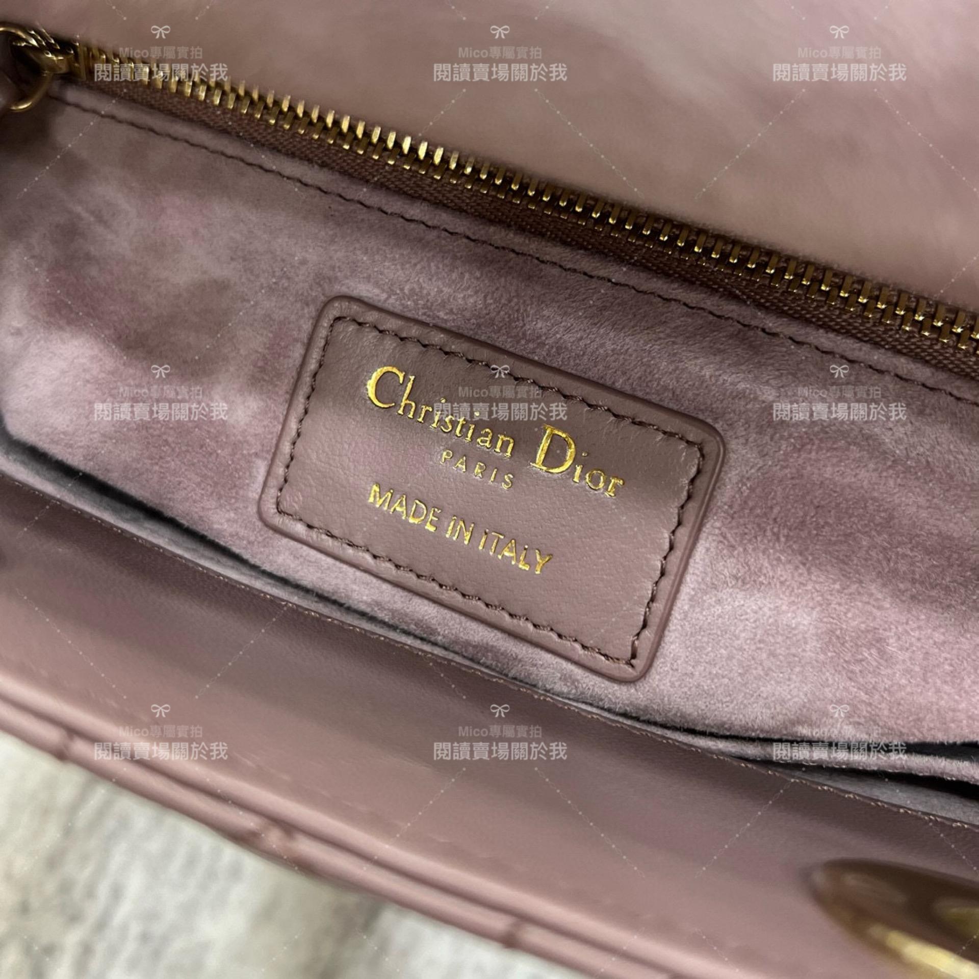 DIOR 經典Lady dior My ABCDior 手袋 牡丹粉/羊皮/金釦 格紋兩用黛妃包 20cm