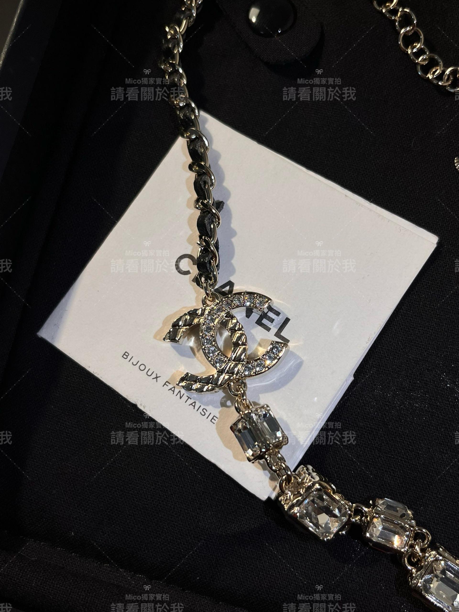 Chanel 多面體金屬菱格冰糖鑽雙C項鍊 choker