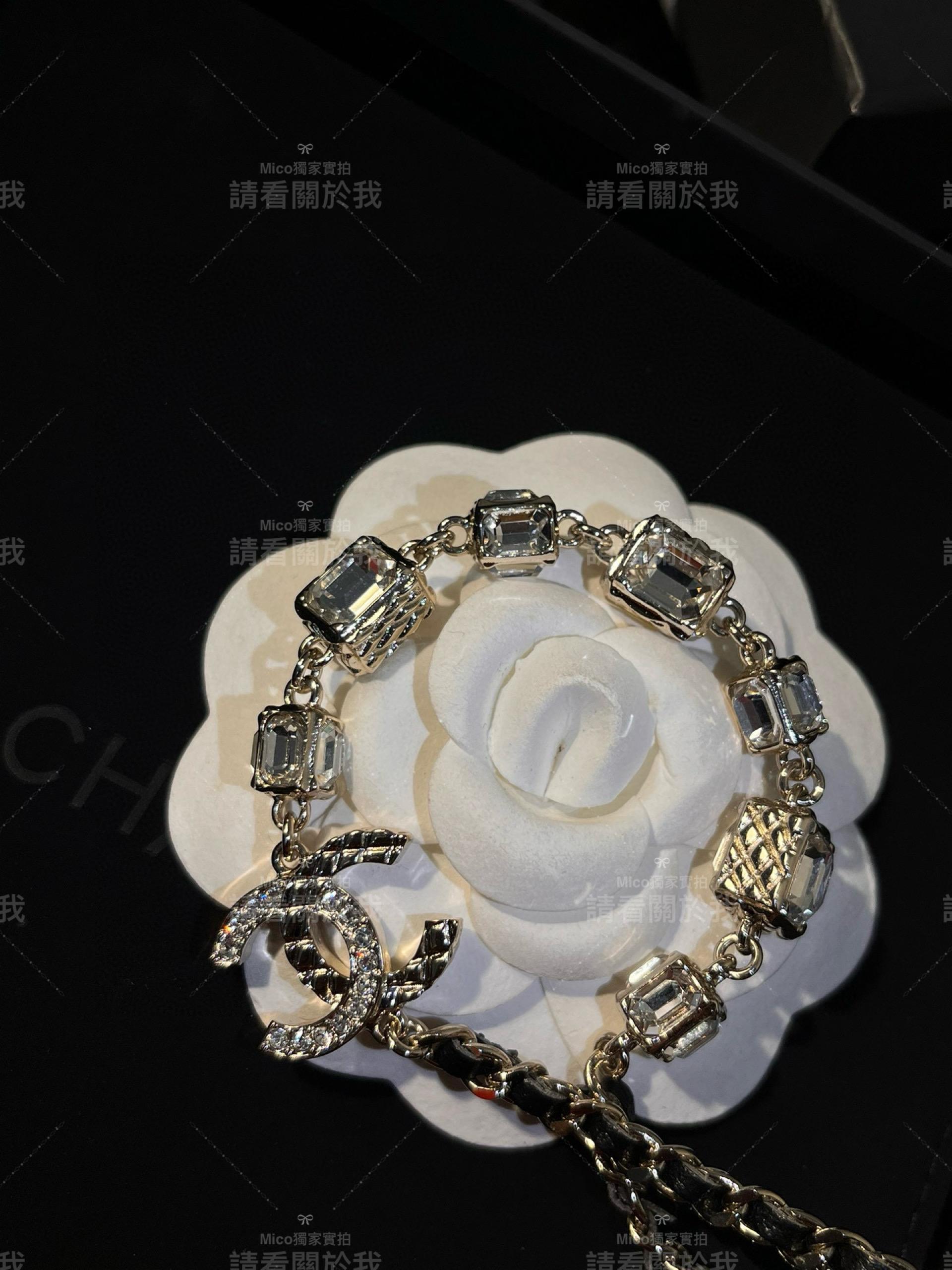 Chanel 多面體金屬菱格冰糖鑽雙C項鍊 choker