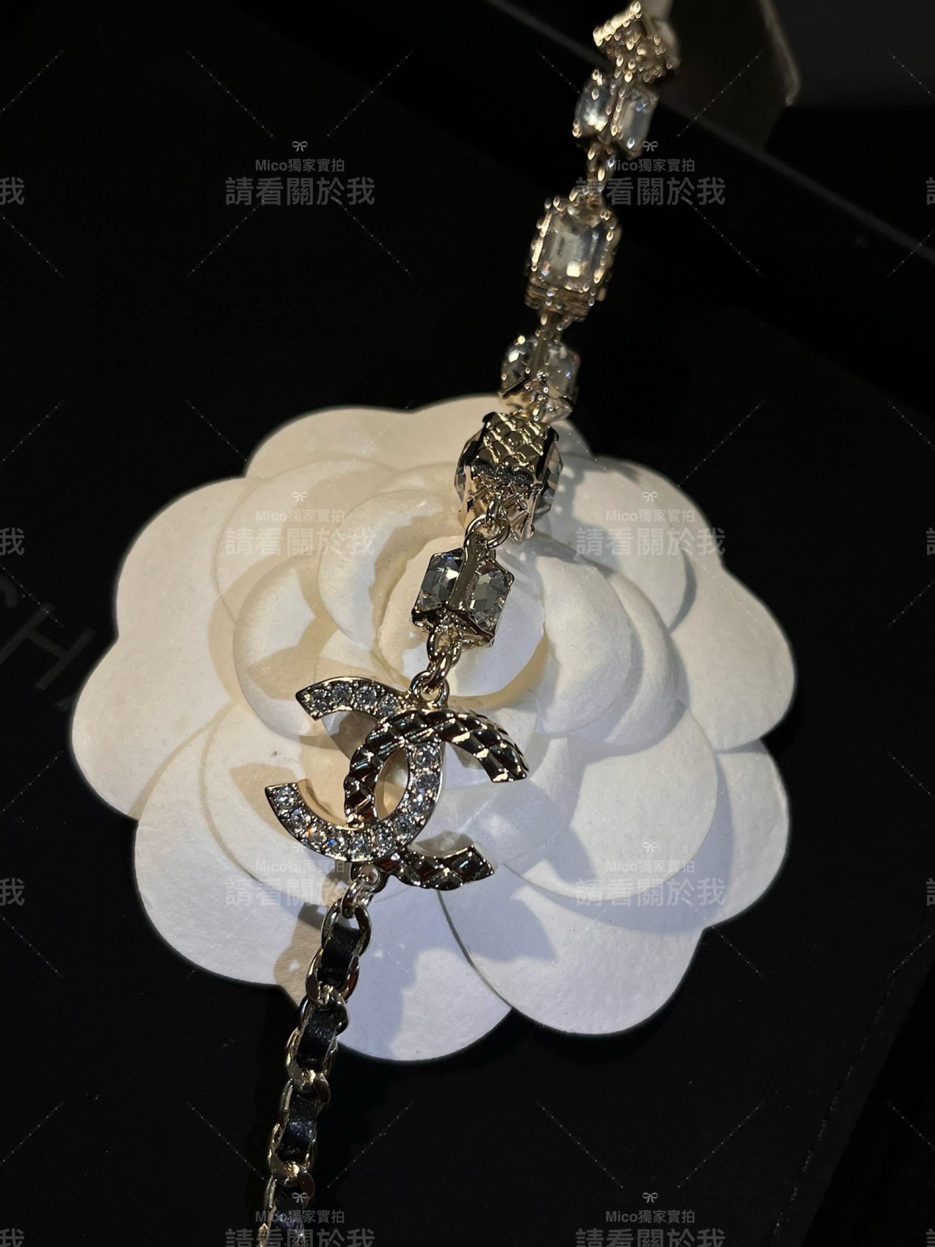 Chanel 多面體金屬菱格冰糖鑽雙C項鍊 choker