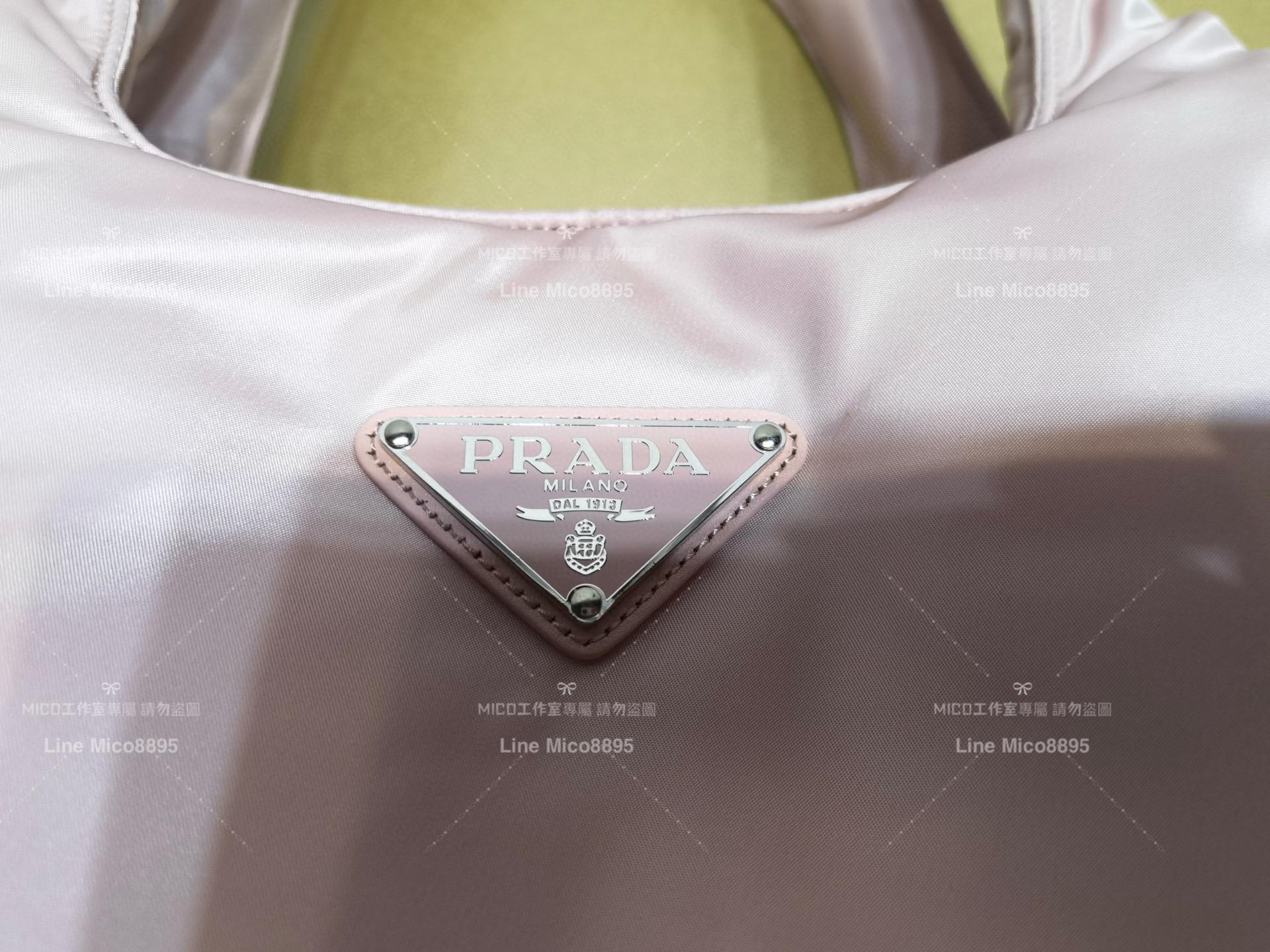 Prada 粉色 再生尼龍材質超大號托特 Oversize style 菜籃子 38cm 媽媽包推薦