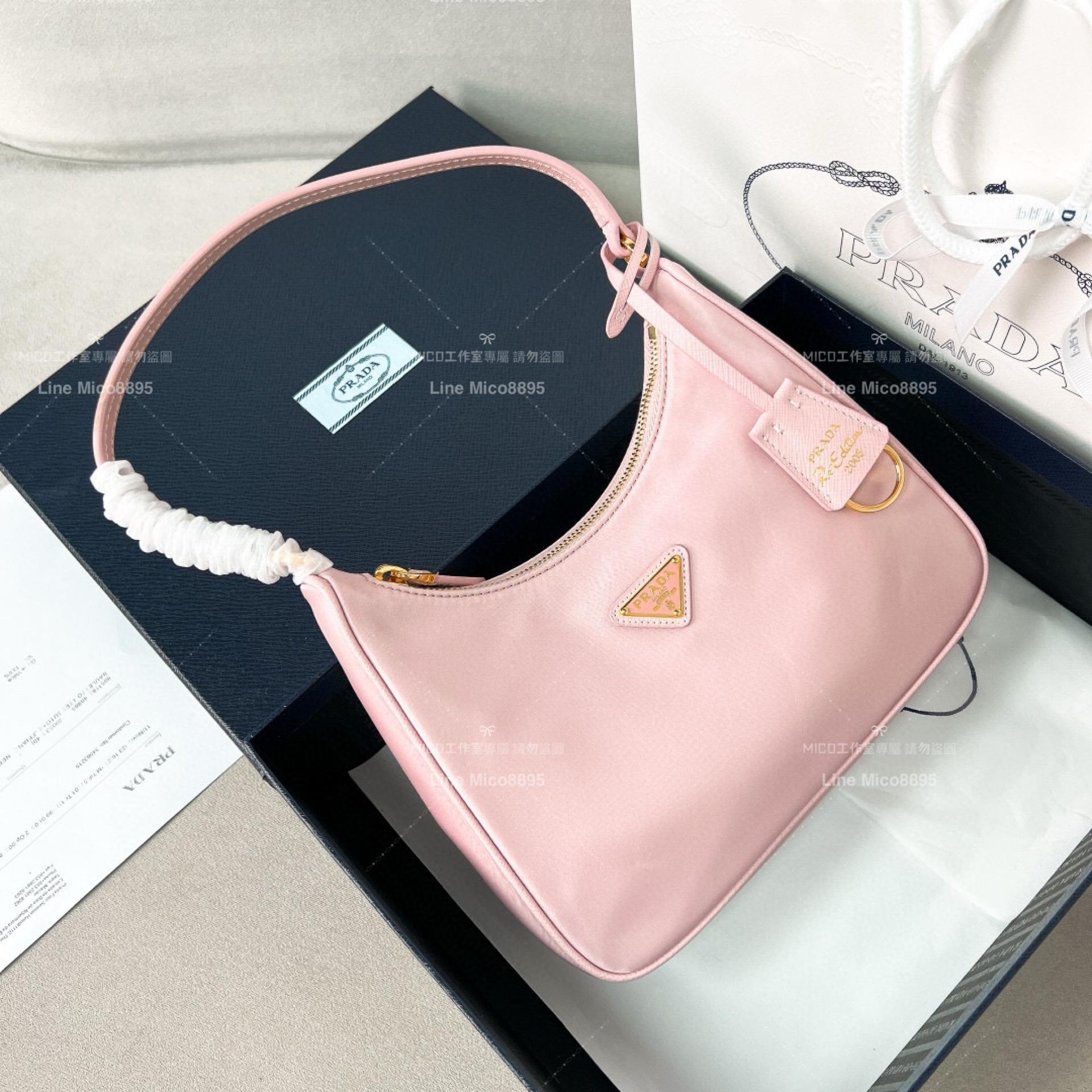 Prada 淡粉 Hobo redition 2005皮手腕腋下包 手提包 22cm