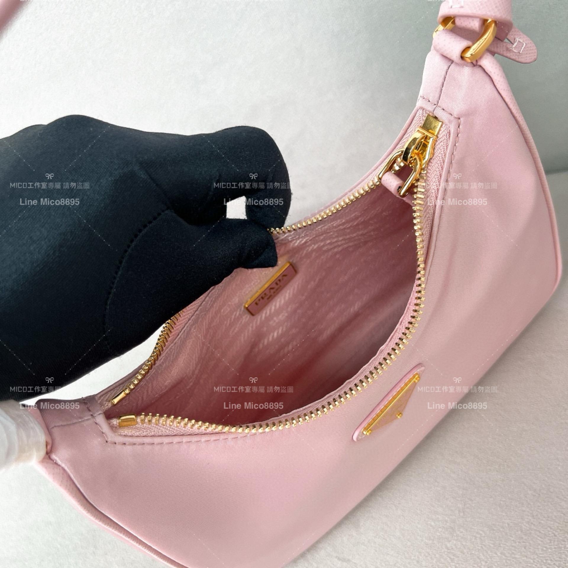 Prada 淡粉 Hobo redition 2005皮手腕腋下包 手提包 22cm