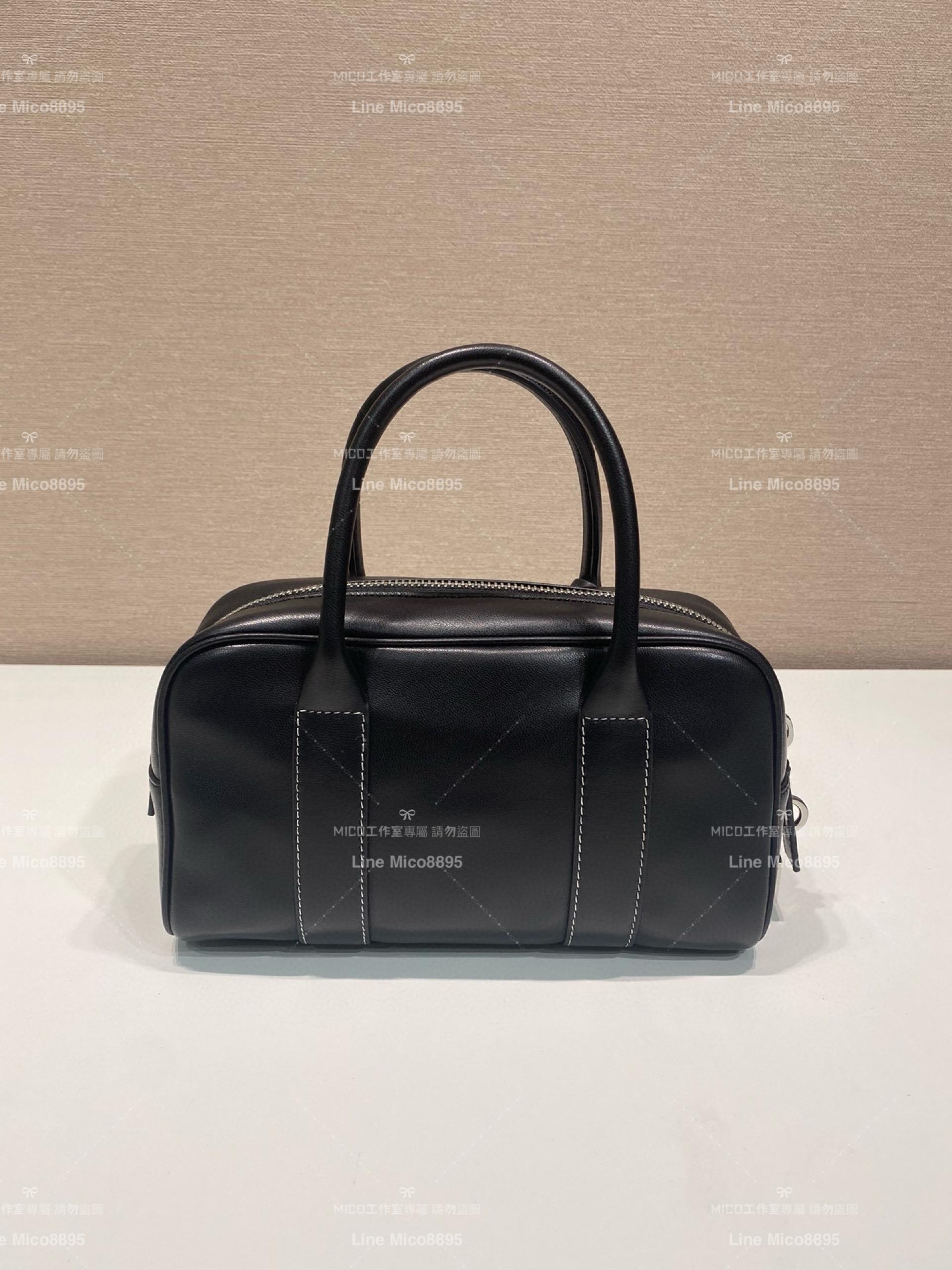 Prada 黑色小牛皮中古波士頓包 醫生包/手提包 24cm