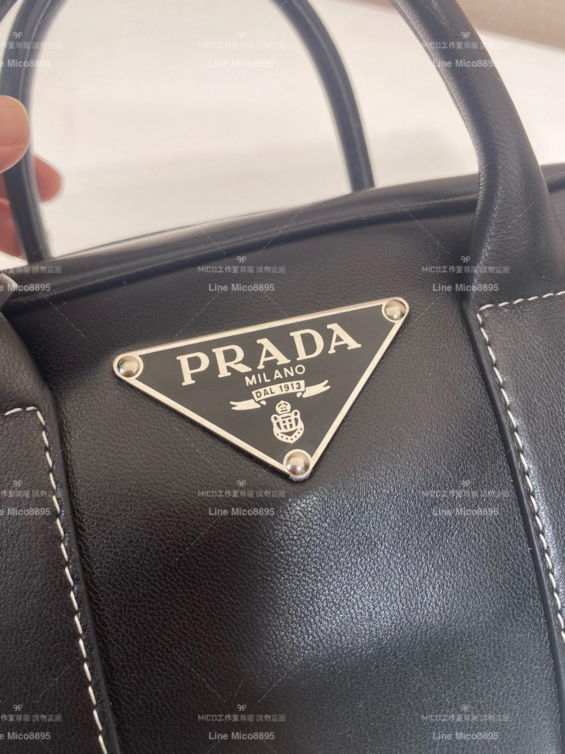 Prada 黑色小牛皮中古波士頓包 醫生包/手提包 24cm