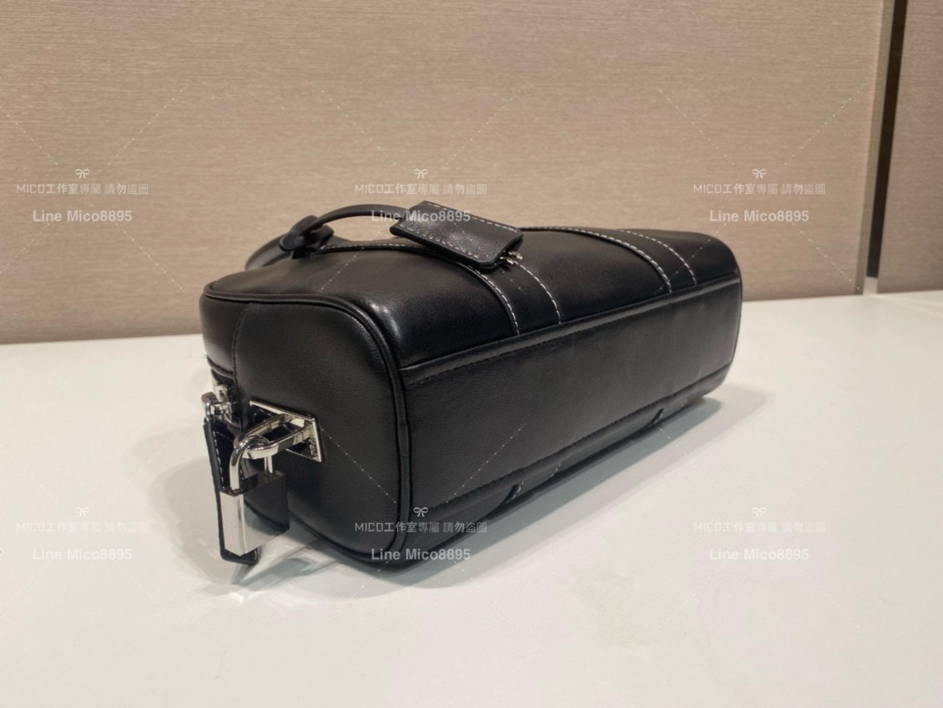 Prada 黑色小牛皮中古波士頓包 醫生包/手提包 24cm