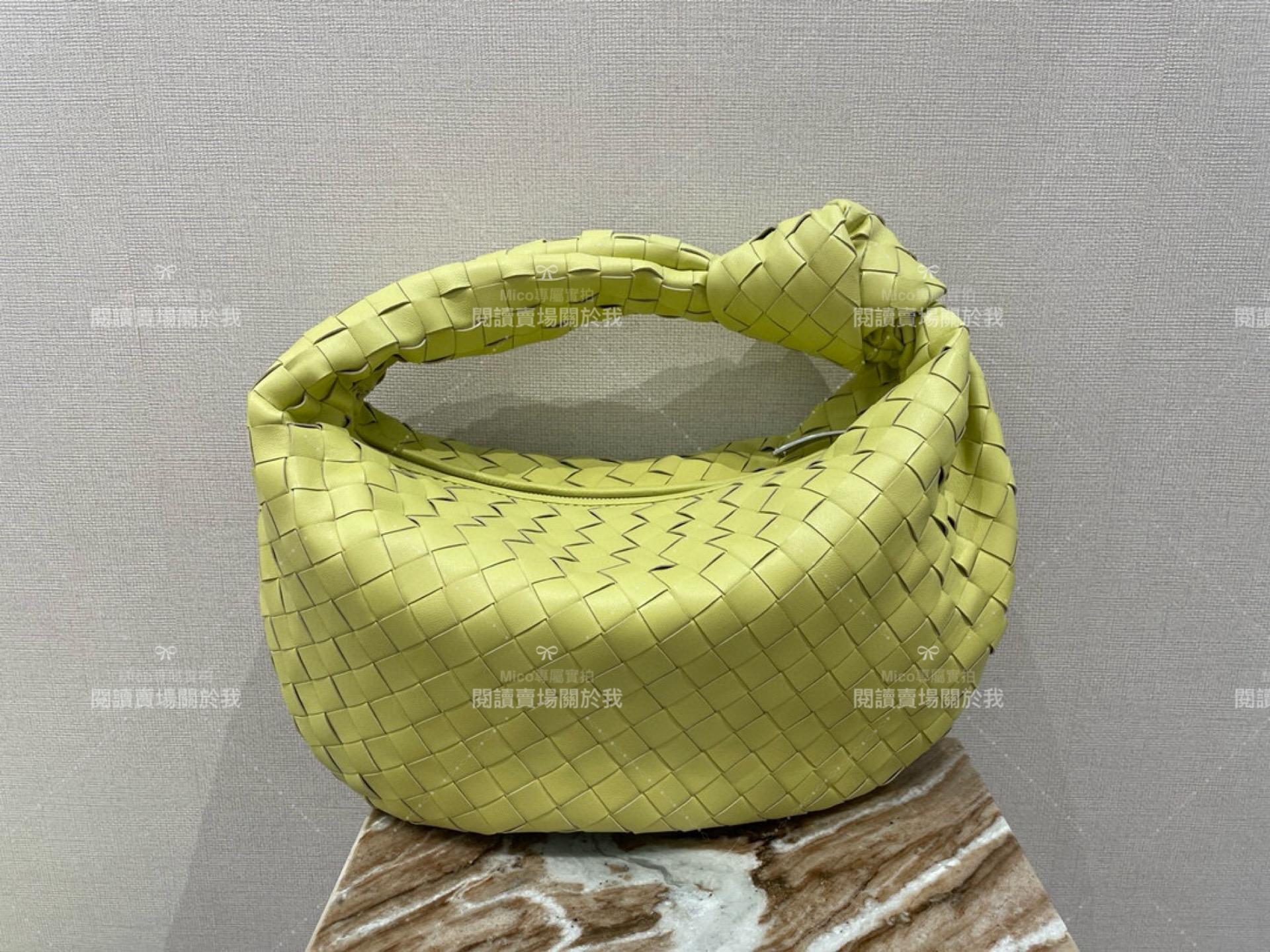 BV BOTTEGA VENETA 螢光黃 Teen Jodie Bag 中號/36cm 小羊皮編織包/打結包/手提包