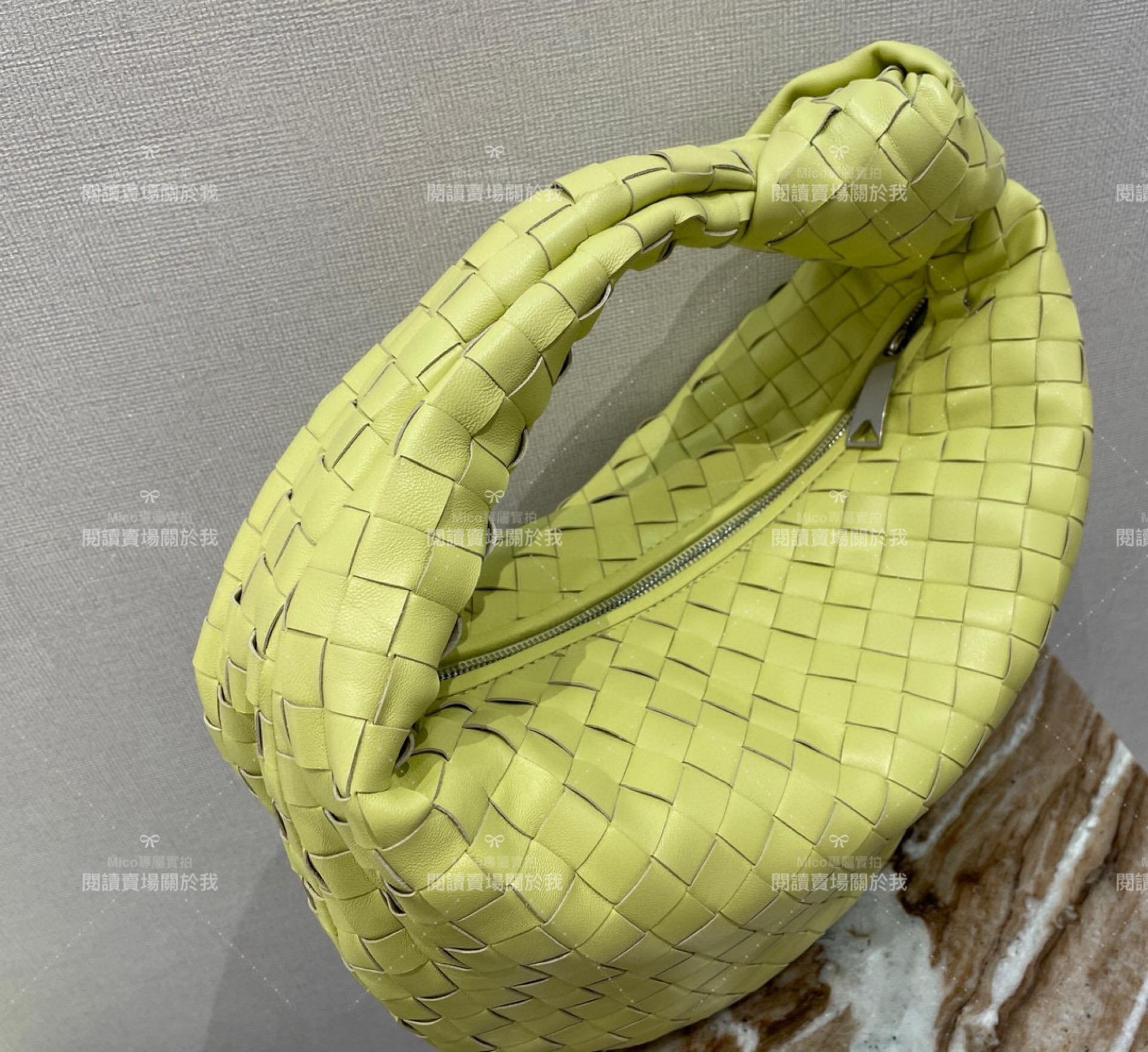 BV BOTTEGA VENETA 螢光黃 Teen Jodie Bag 中號/36cm 小羊皮編織包/打結包/手提包